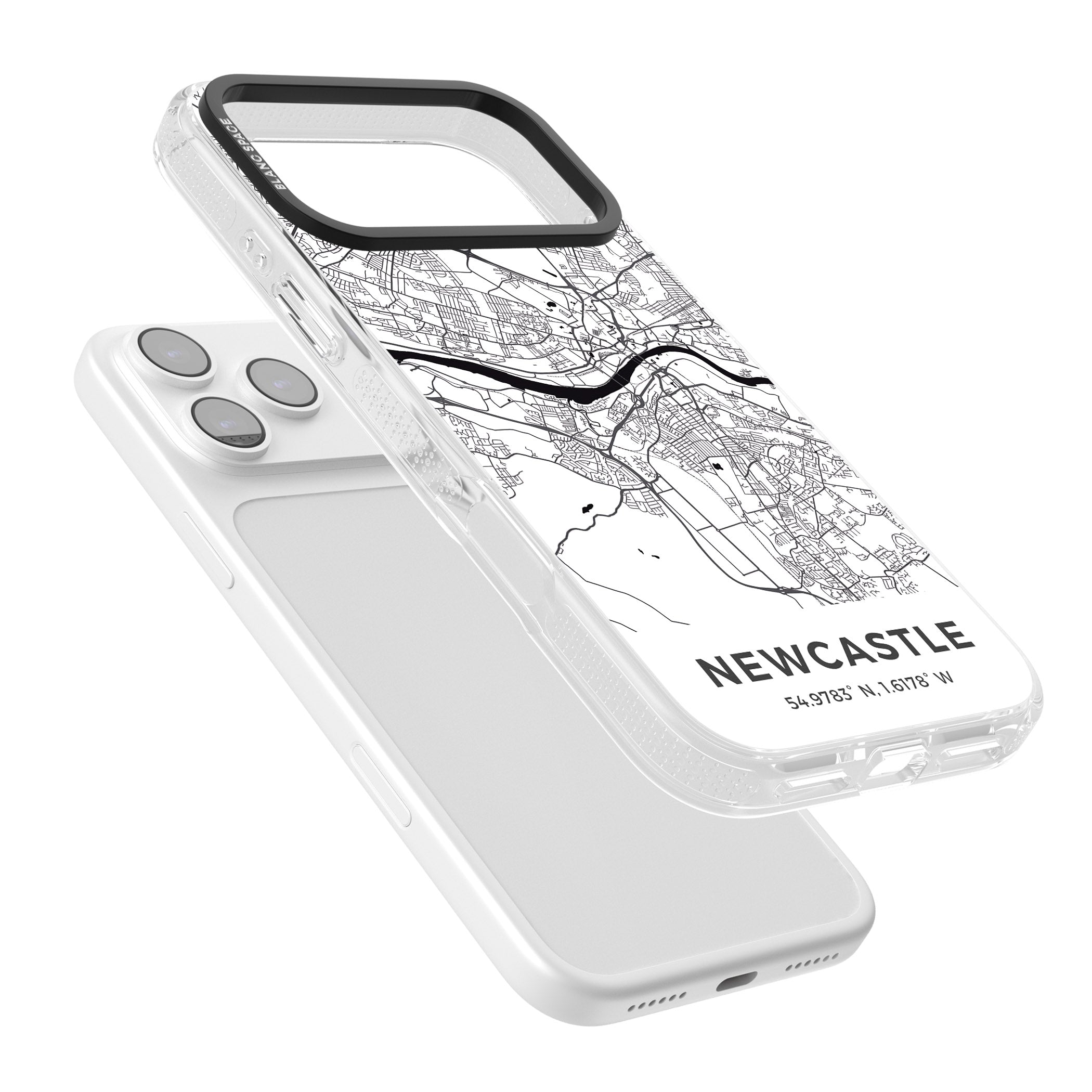 Newcastle City Map iPhone 17 Pro Impact Air Clear Phone Case Colours