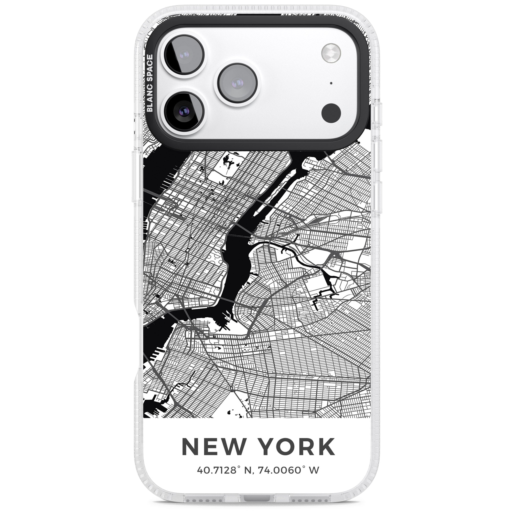 New York Map iPhone 17 Pro Impact Air Clear Phone Case