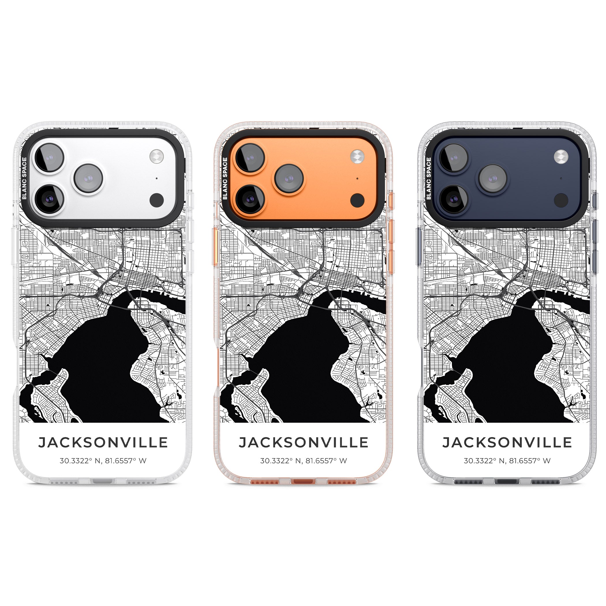 Jacksonville Map iPhone 17 Pro Impact Air Clear Phone Case APT Impact Protection
