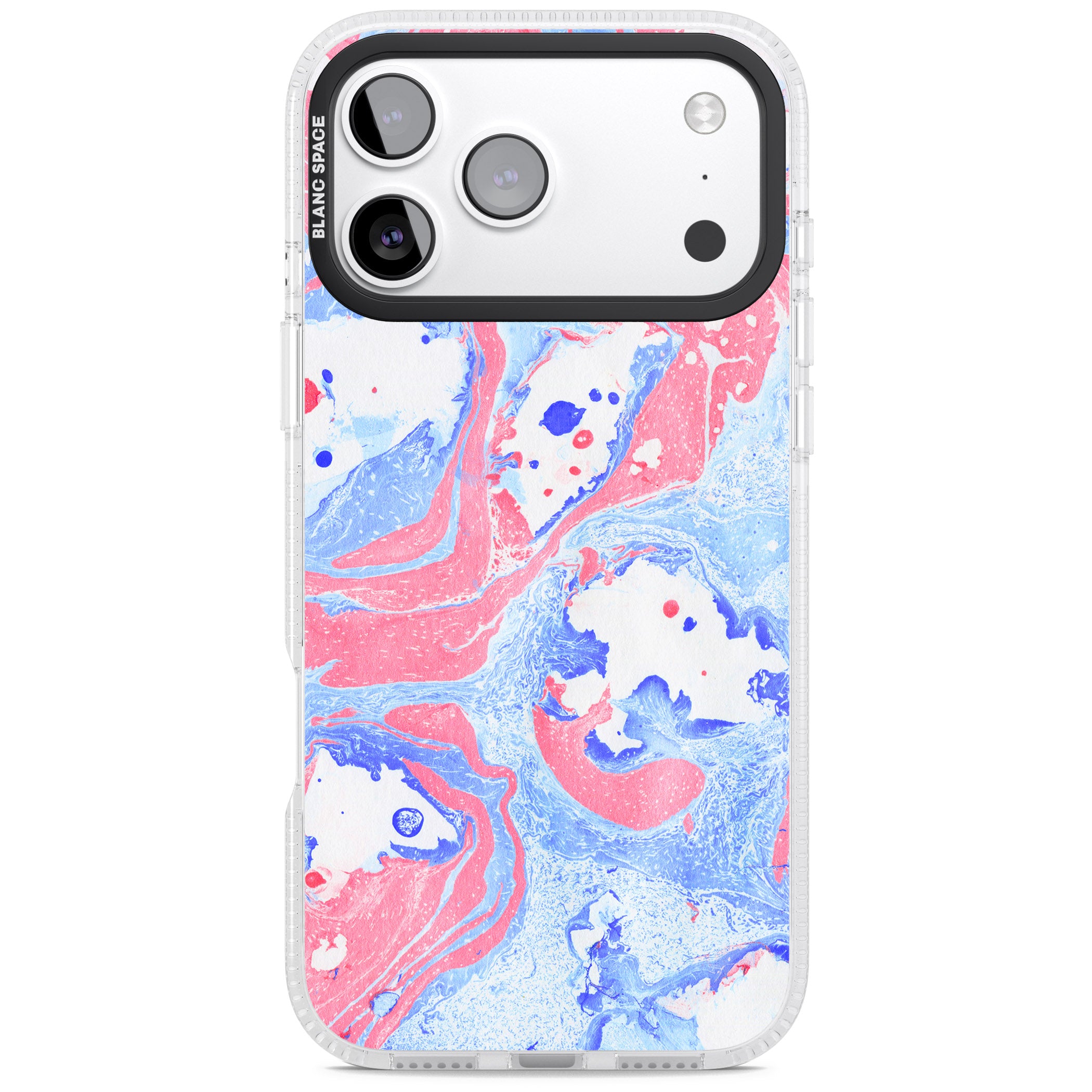 Pink, Blue & White Marbled Paper Pattern iPhone 17 Pro Impact Air Clear Phone Case