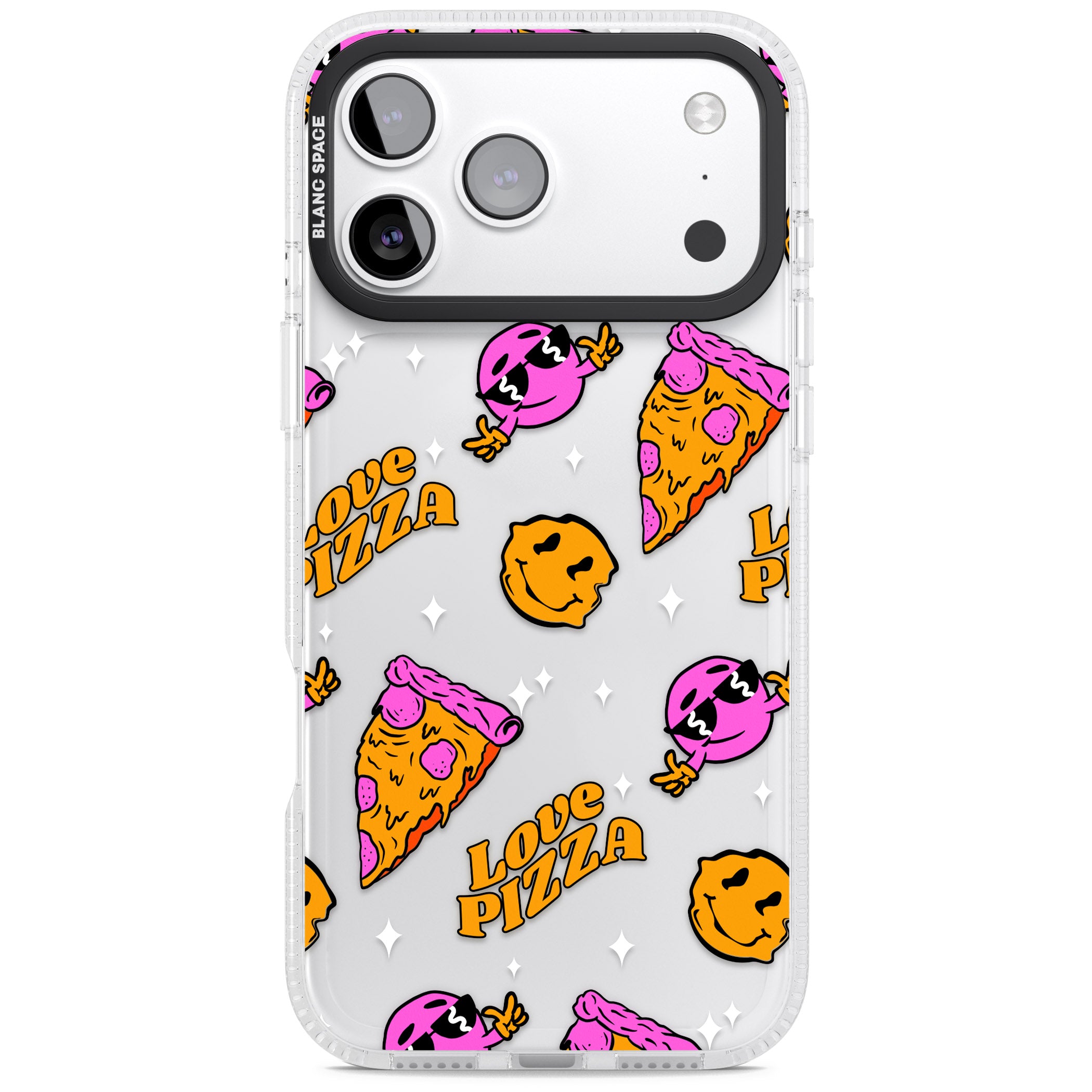 Psychedelic Love Pizza Pattern (Clear) iPhone 17 Pro Impact Air Clear Phone Case