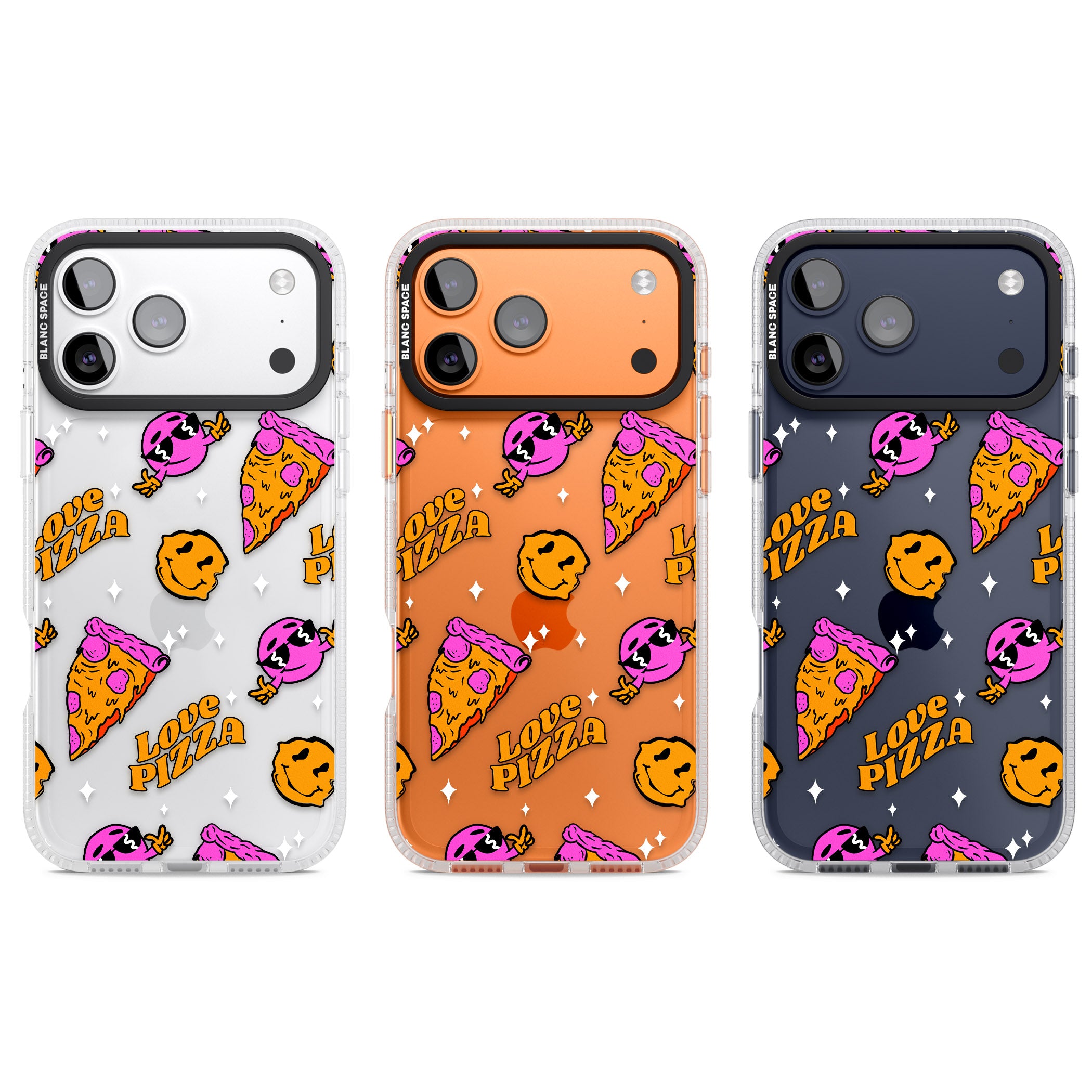 Psychedelic Love Pizza Pattern (Clear) iPhone 17 Pro Impact Air Clear Phone Case APT Impact Protection