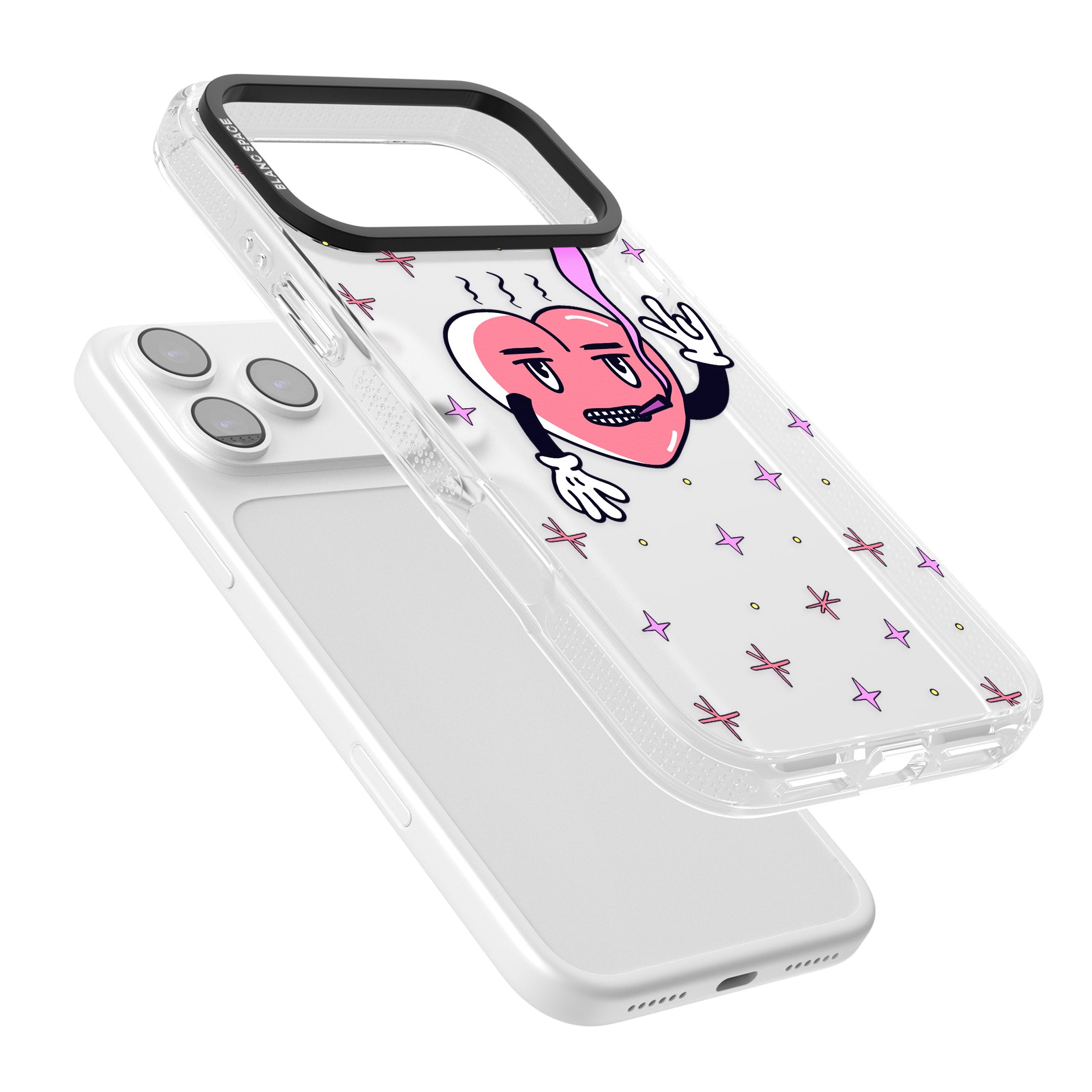 Quirky Heart iPhone 17 Pro Impact Air Clear Phone Case Colours