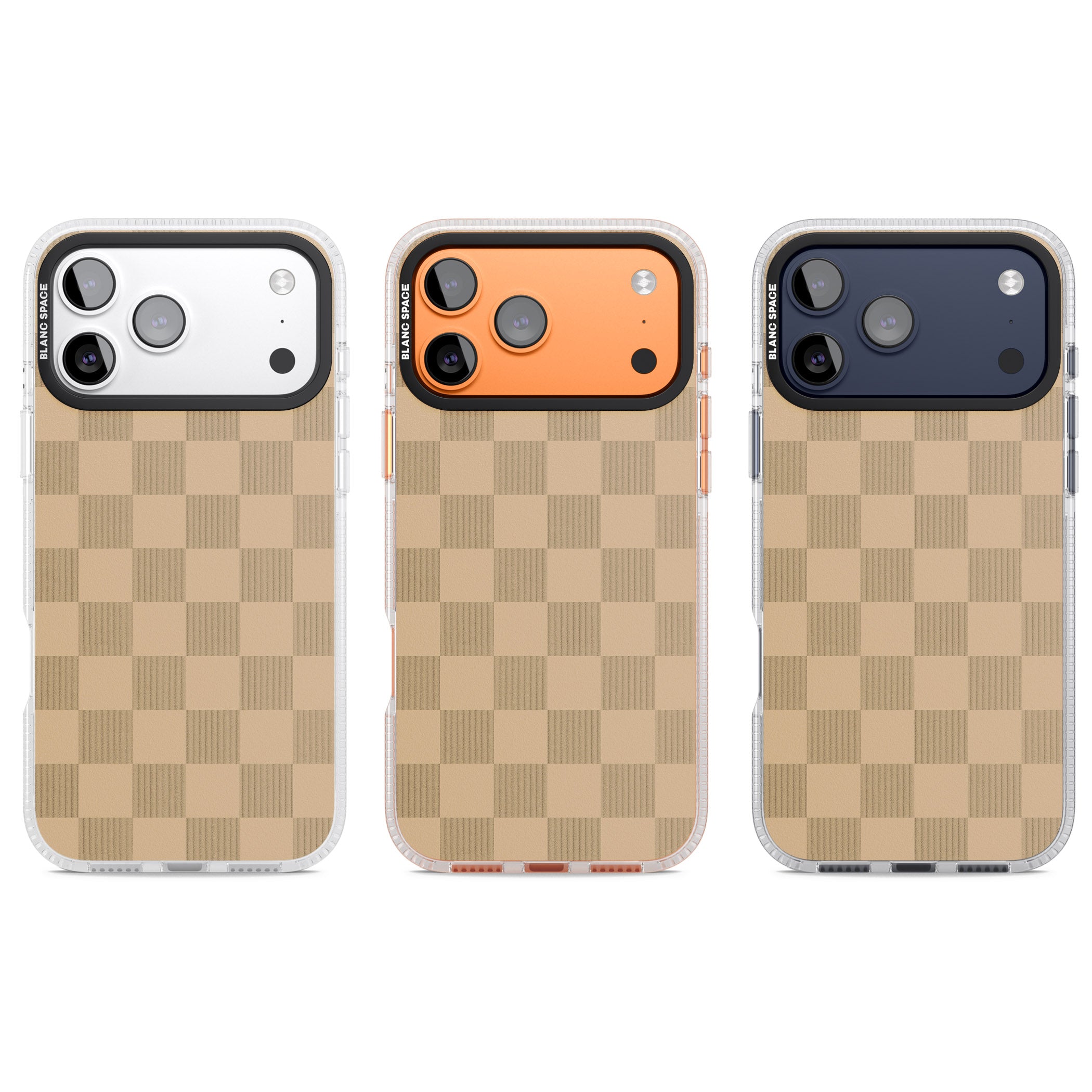 Beige Checkered iPhone 17 Pro Impact Air Clear Phone Case APT Impact Protection
