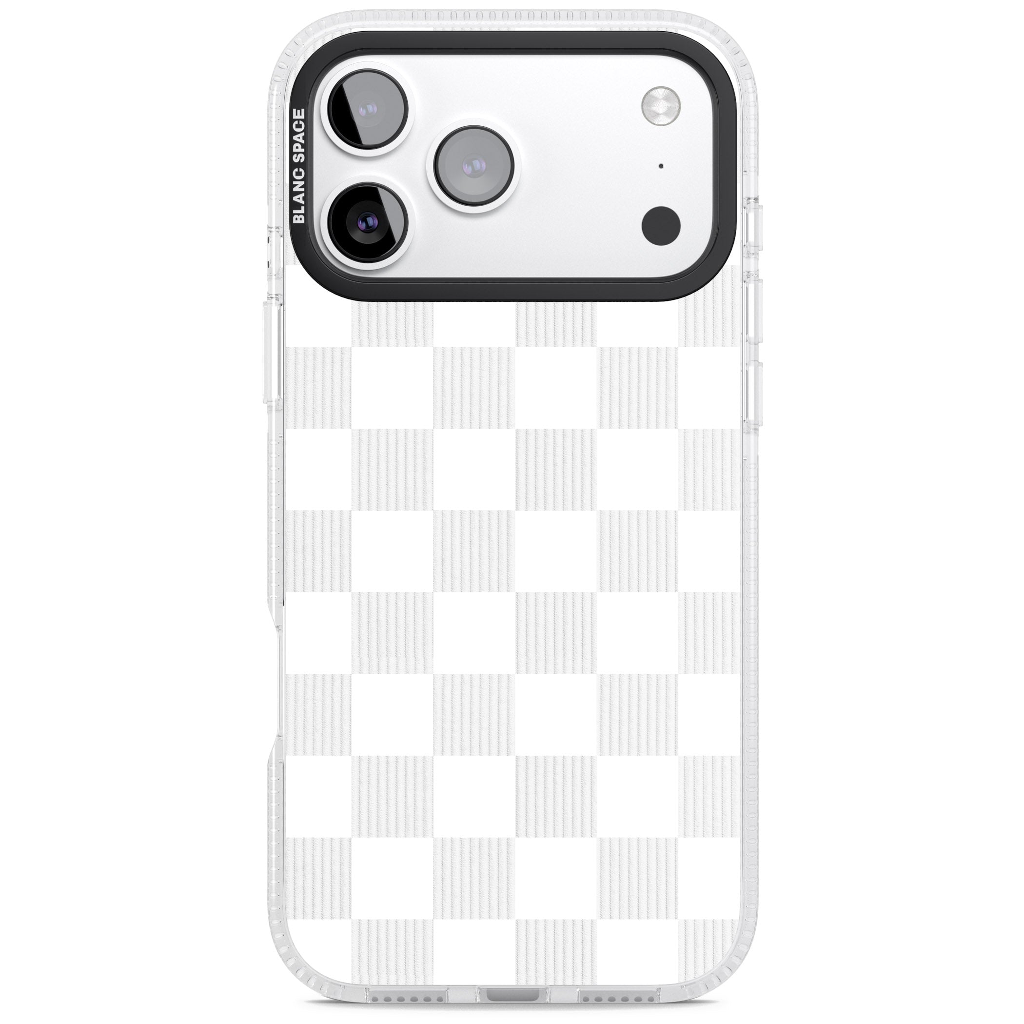 White Checkered iPhone 17 Pro Impact Air Clear Phone Case