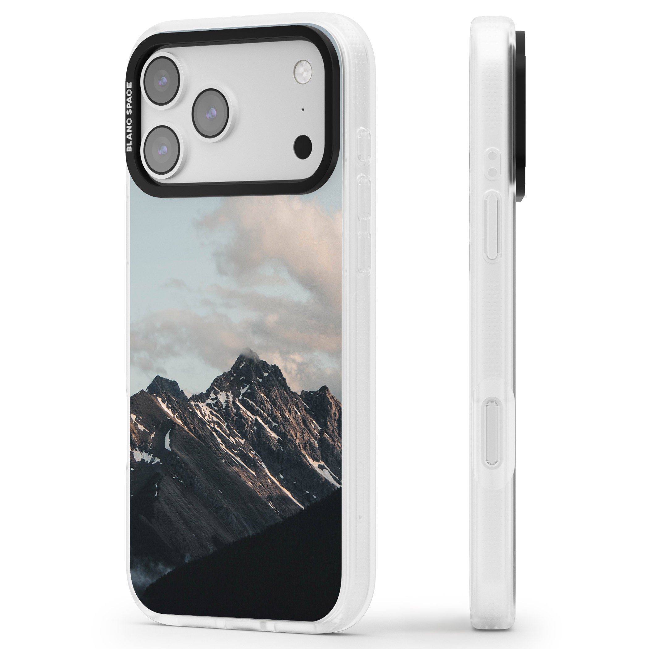 Twilight Mountain iPhone 17 Pro Impact Air Clear Phone Case Side Profile