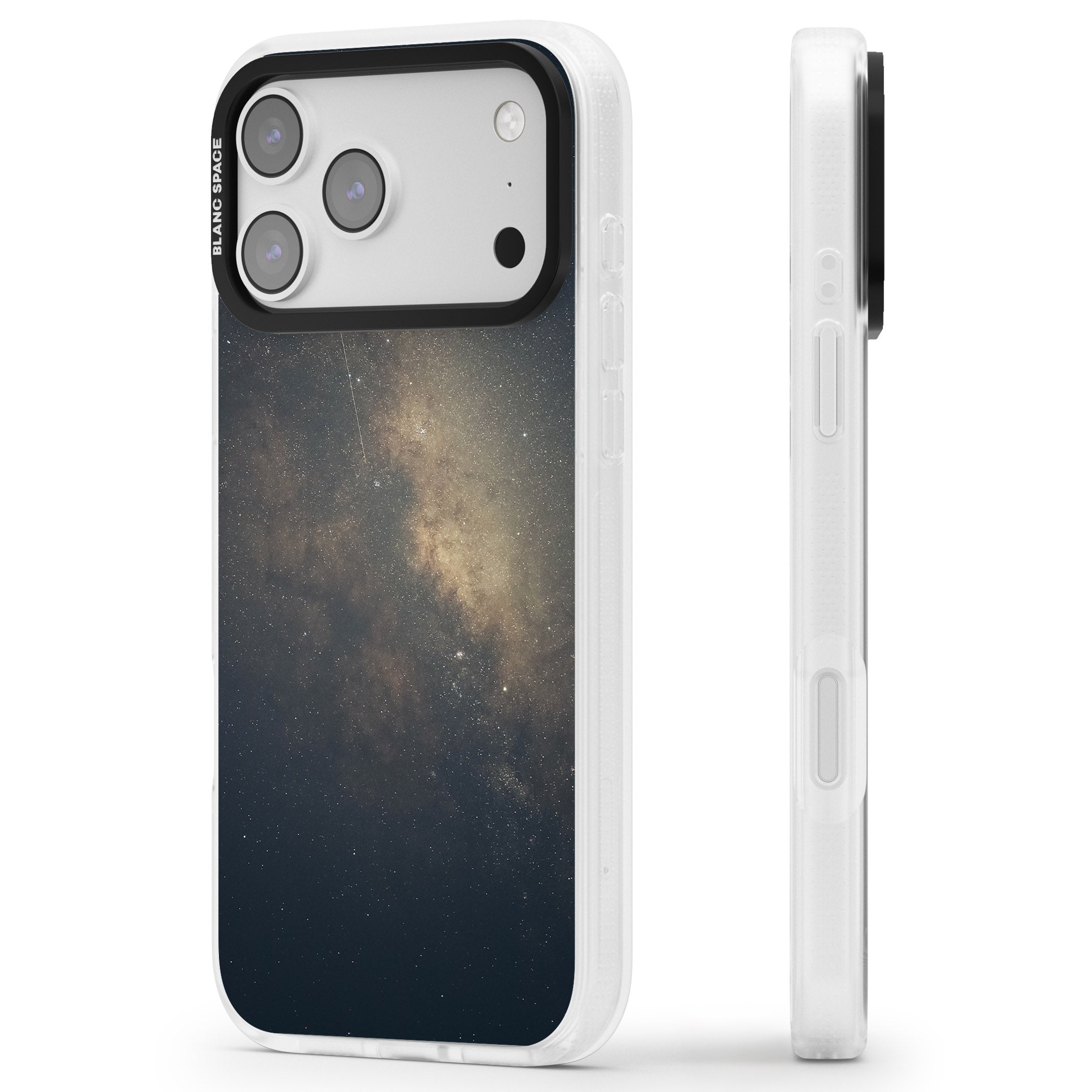 Cosmic Night Sky iPhone 17 Pro Impact Air Clear Phone Case Side Profile