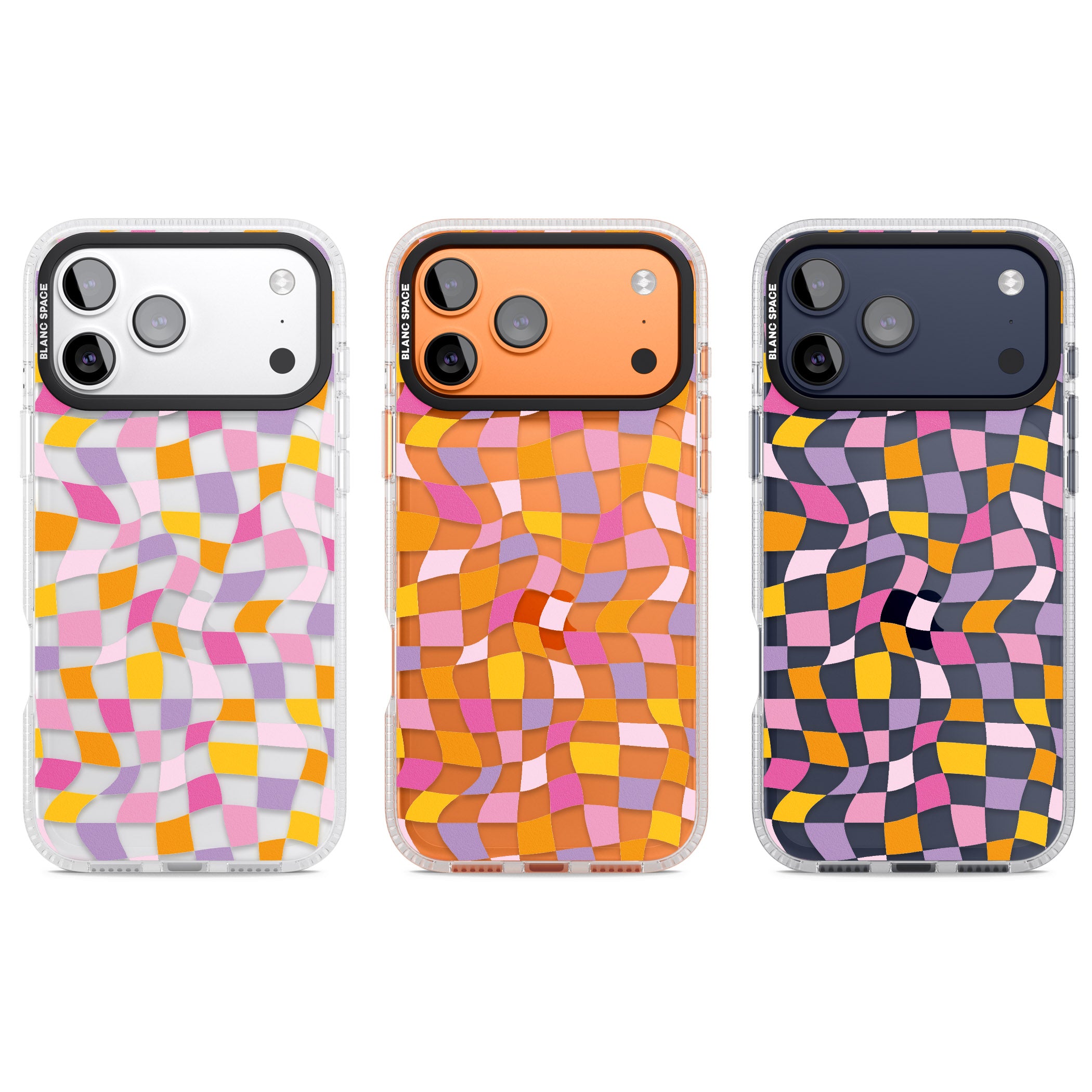 Wonky Squares Pattern iPhone 17 Pro Impact Air Clear Phone Case APT Impact Protection