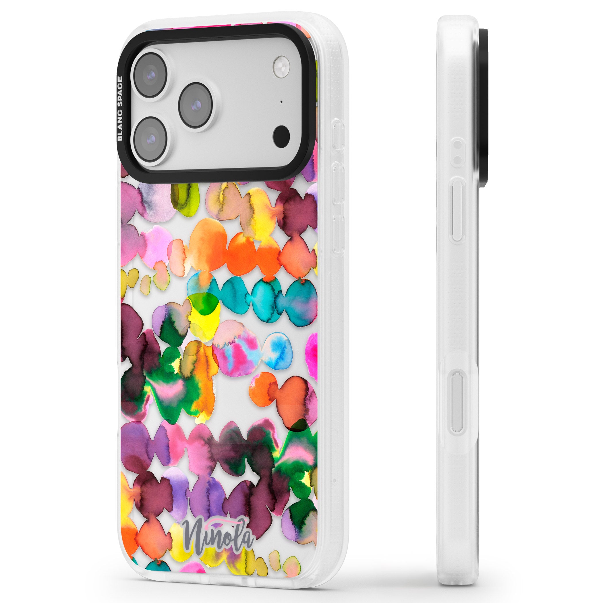 Ink Splash Hues iPhone 17 Pro Impact Air Clear Phone Case Side Profile