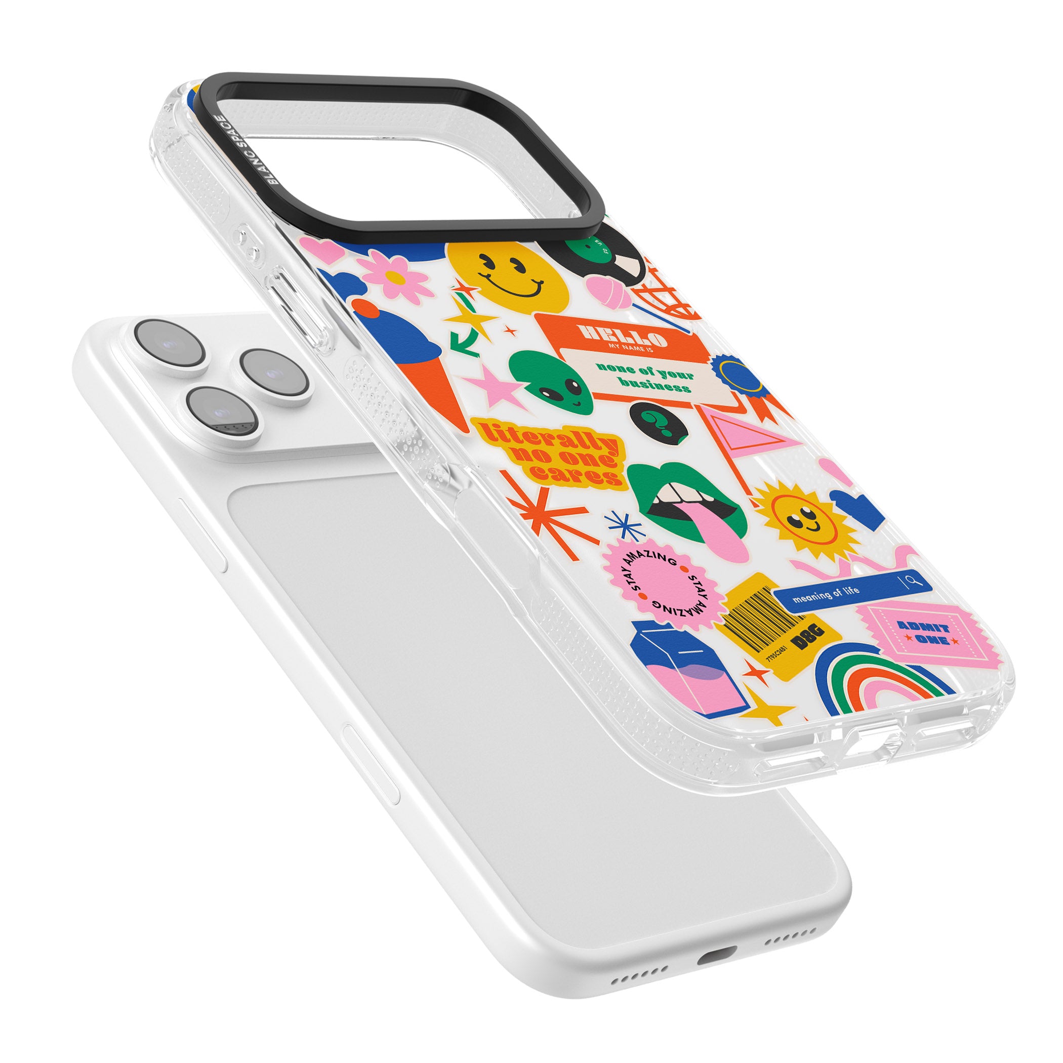 Nostalgic Sticker Vibes iPhone 17 Pro Impact Air Clear Phone Case Colours