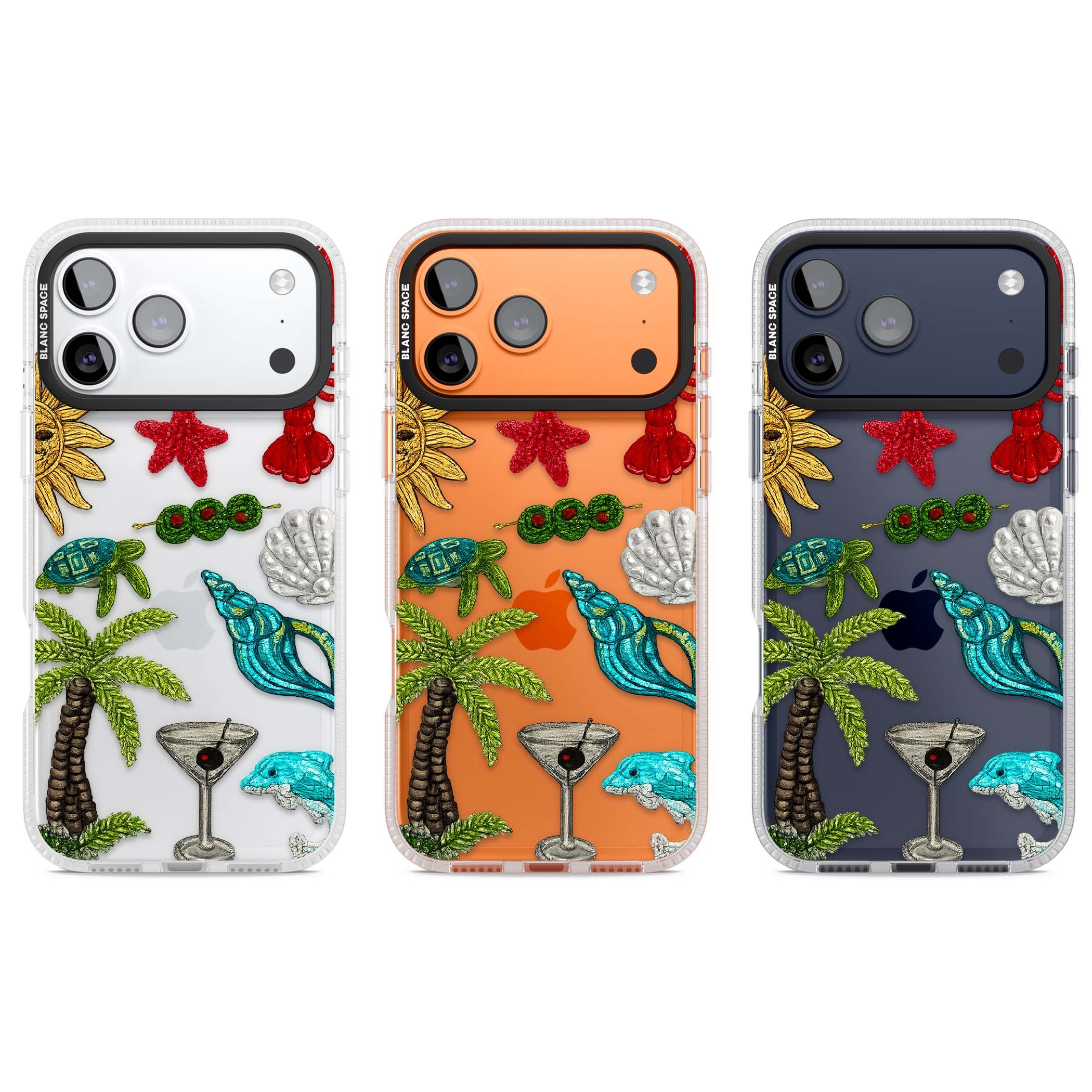 Painted Coastal Pattern coastal iPhone case | Clear Case Impact Air case for iPhone 17 Pro, iPhone 17 Pro Max