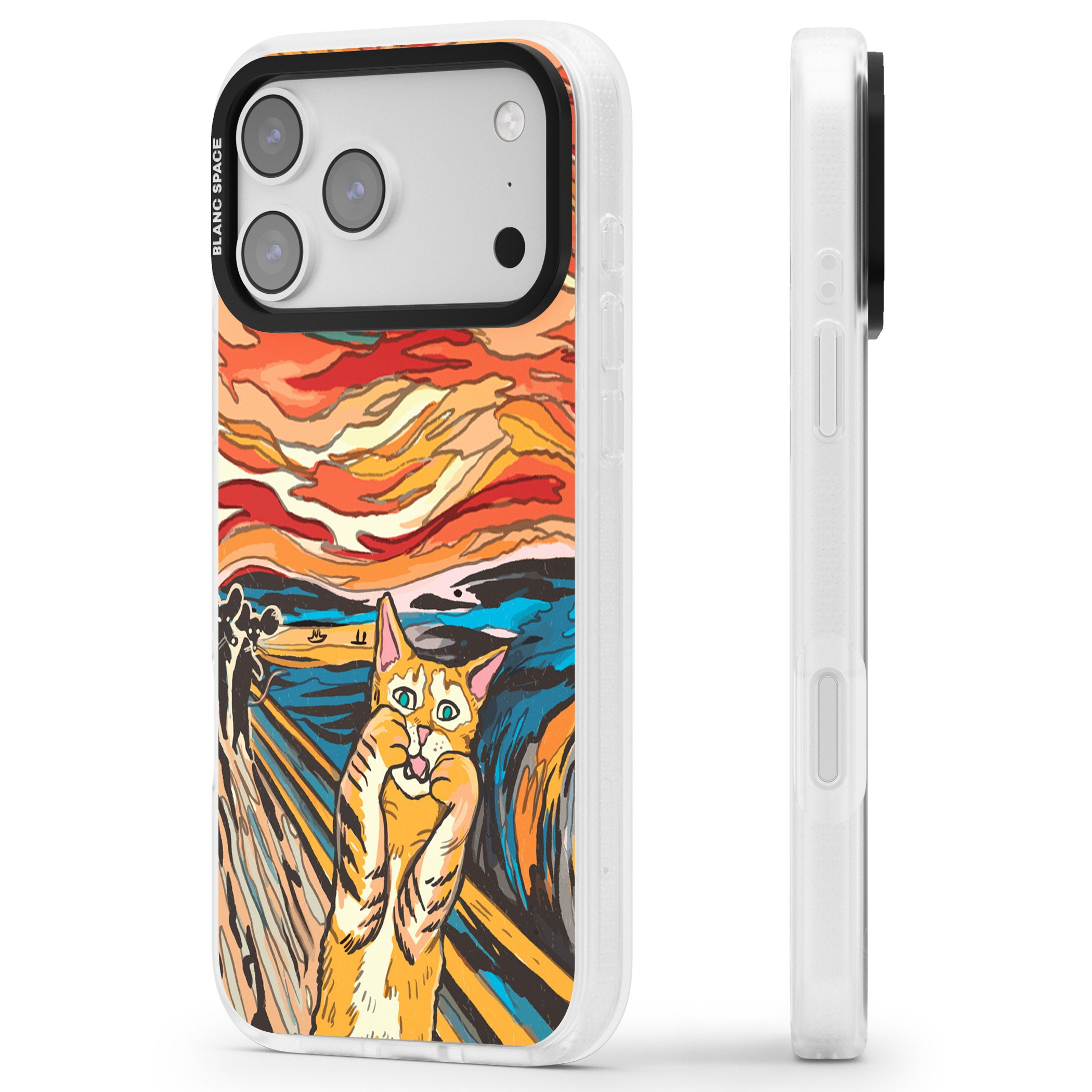 The Meow iPhone 17 Pro Impact Air Clear Phone Case Side Profile