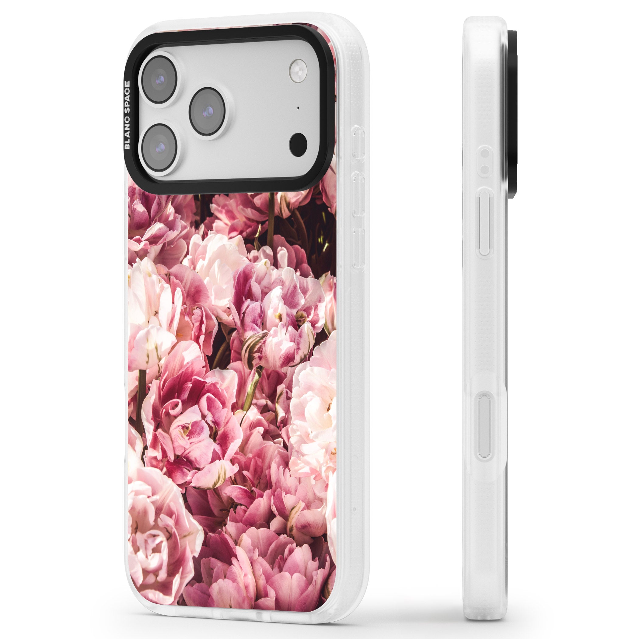 Petal Blush iPhone 17 Pro Impact Air Clear Phone Case Side Profile