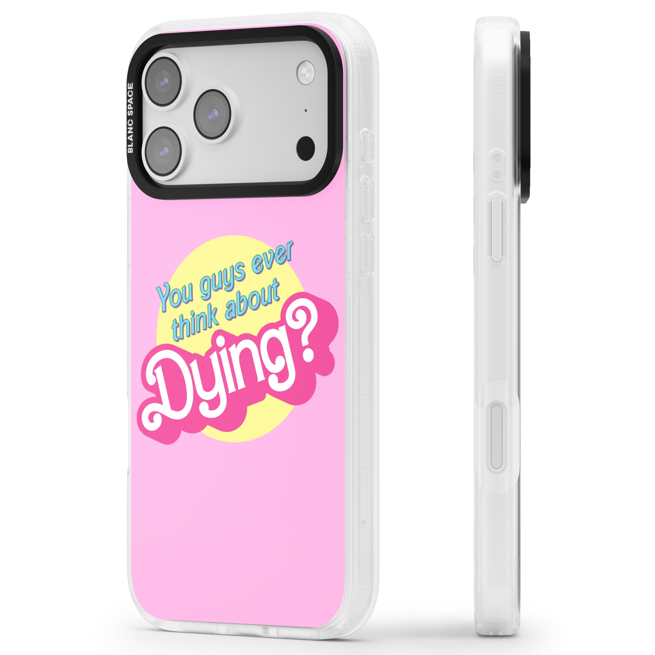 Ever Think About Dying? iPhone 17 Pro Impact Air Clear Phone Case Side Profile