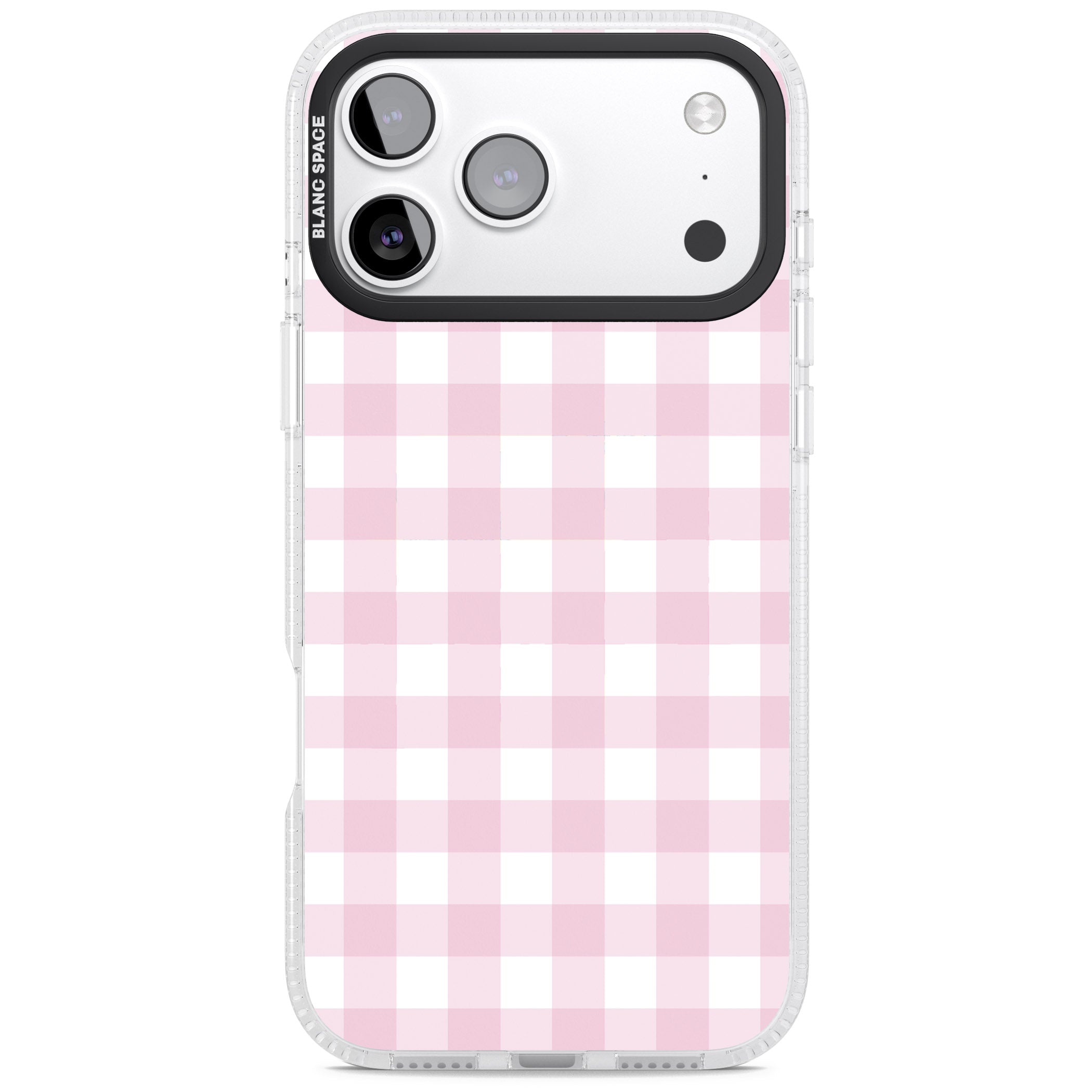 Pink Gingham Pattern iPhone 17 Pro Impact Air Clear Phone Case