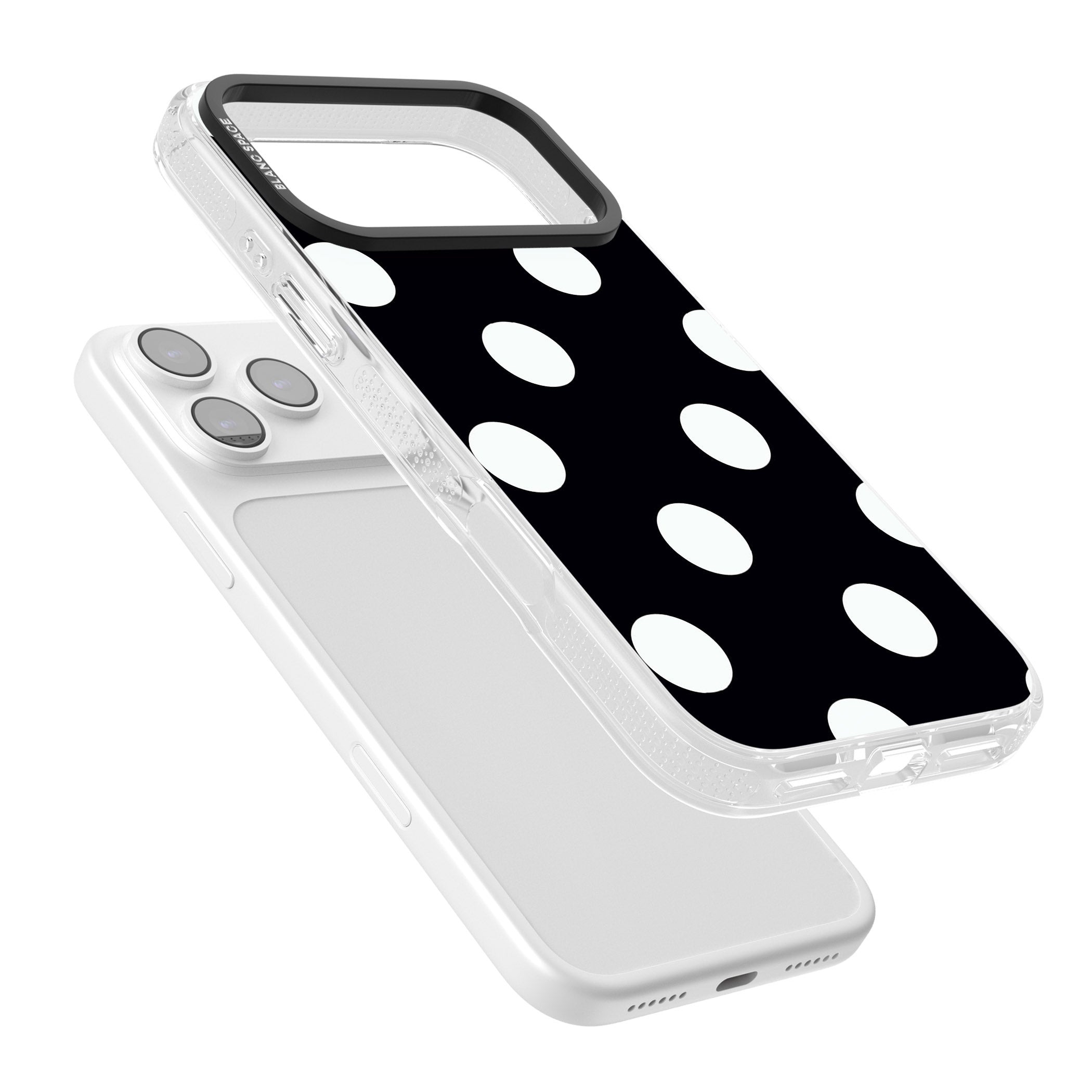 Chic Black Polka Dot iPhone 17 Pro Impact Air Clear Phone Case Colours