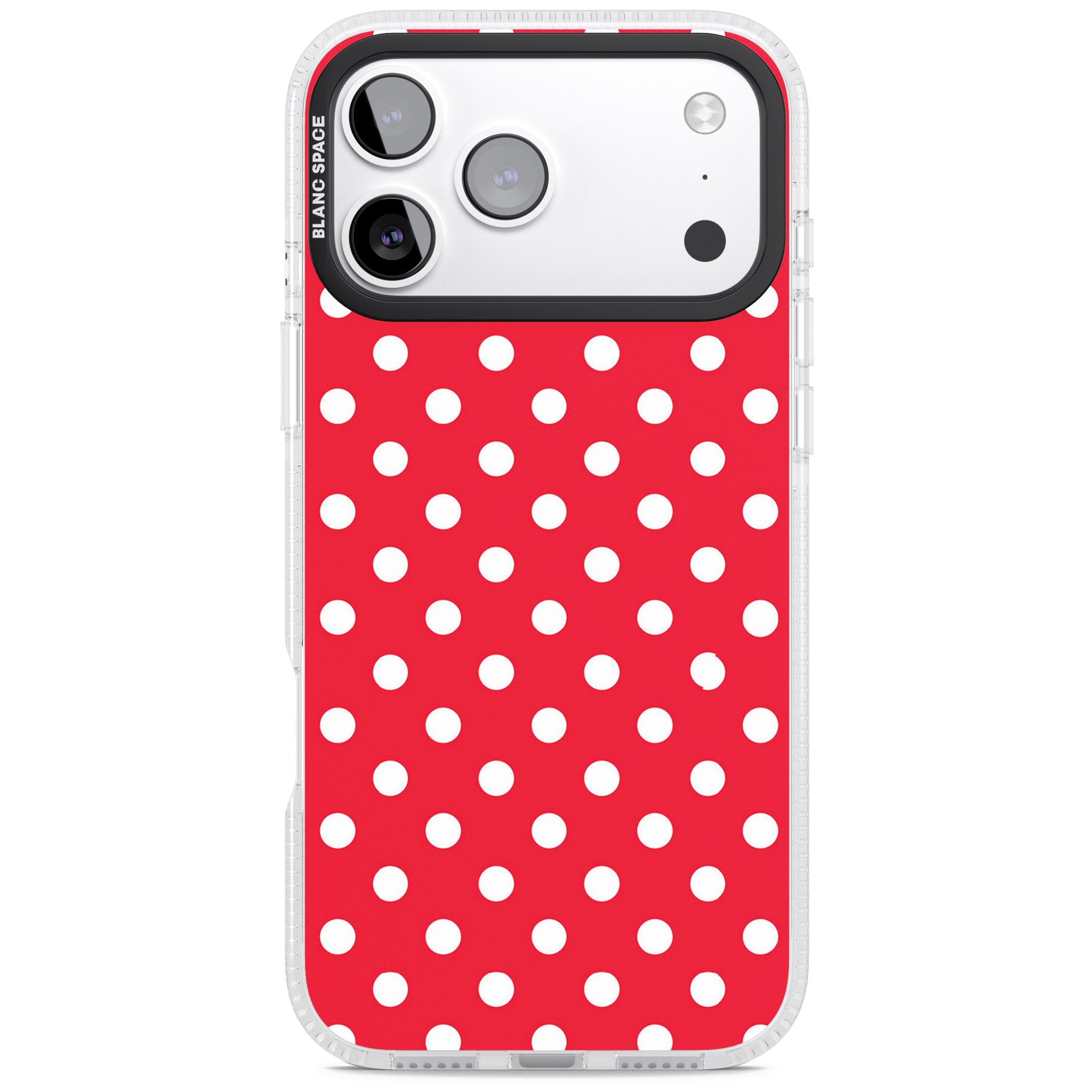 Designer Lava Red Polka Dot iPhone 17 Pro Impact Air Clear Phone Case
