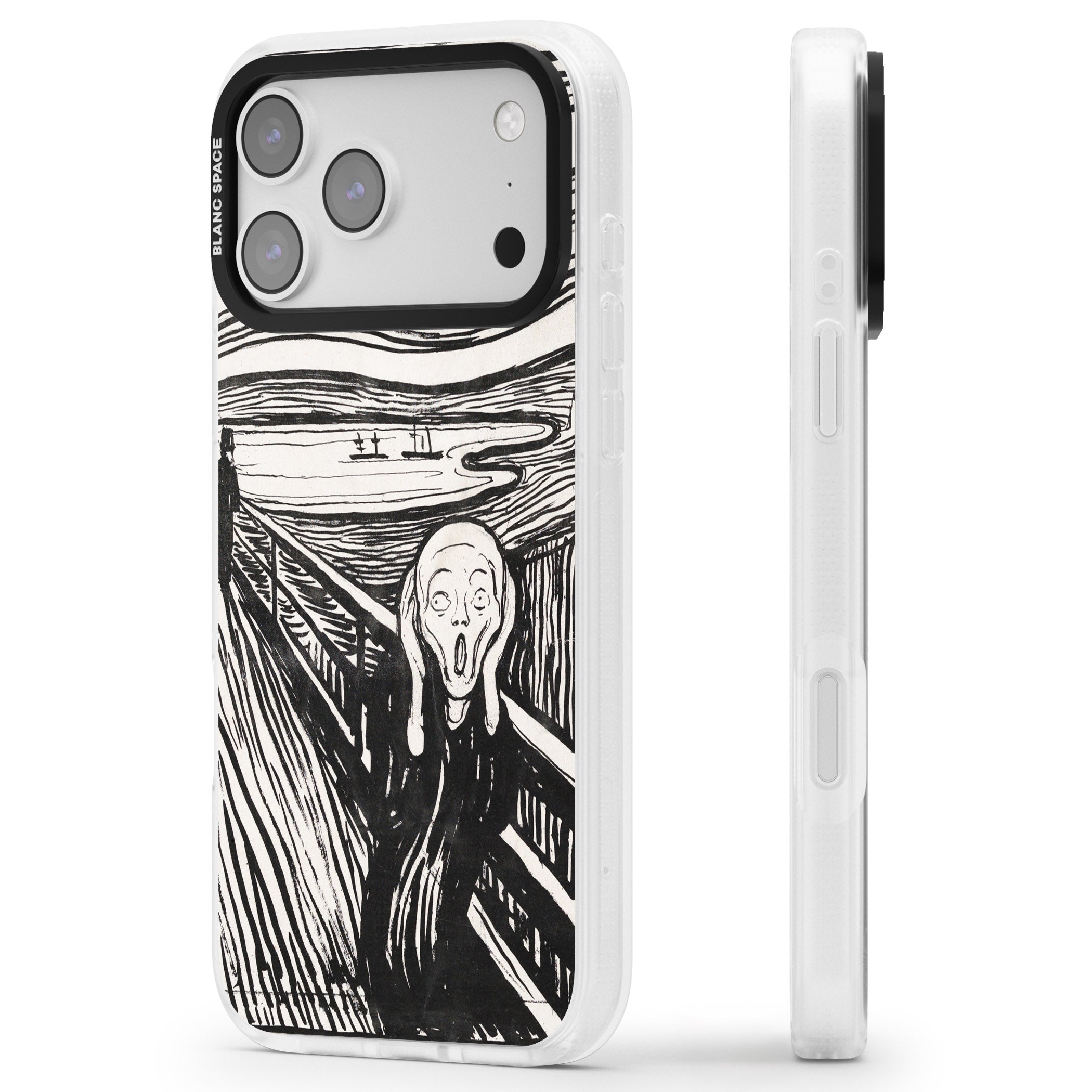 The Scream iPhone 17 Pro Impact Air Clear Phone Case Side Profile