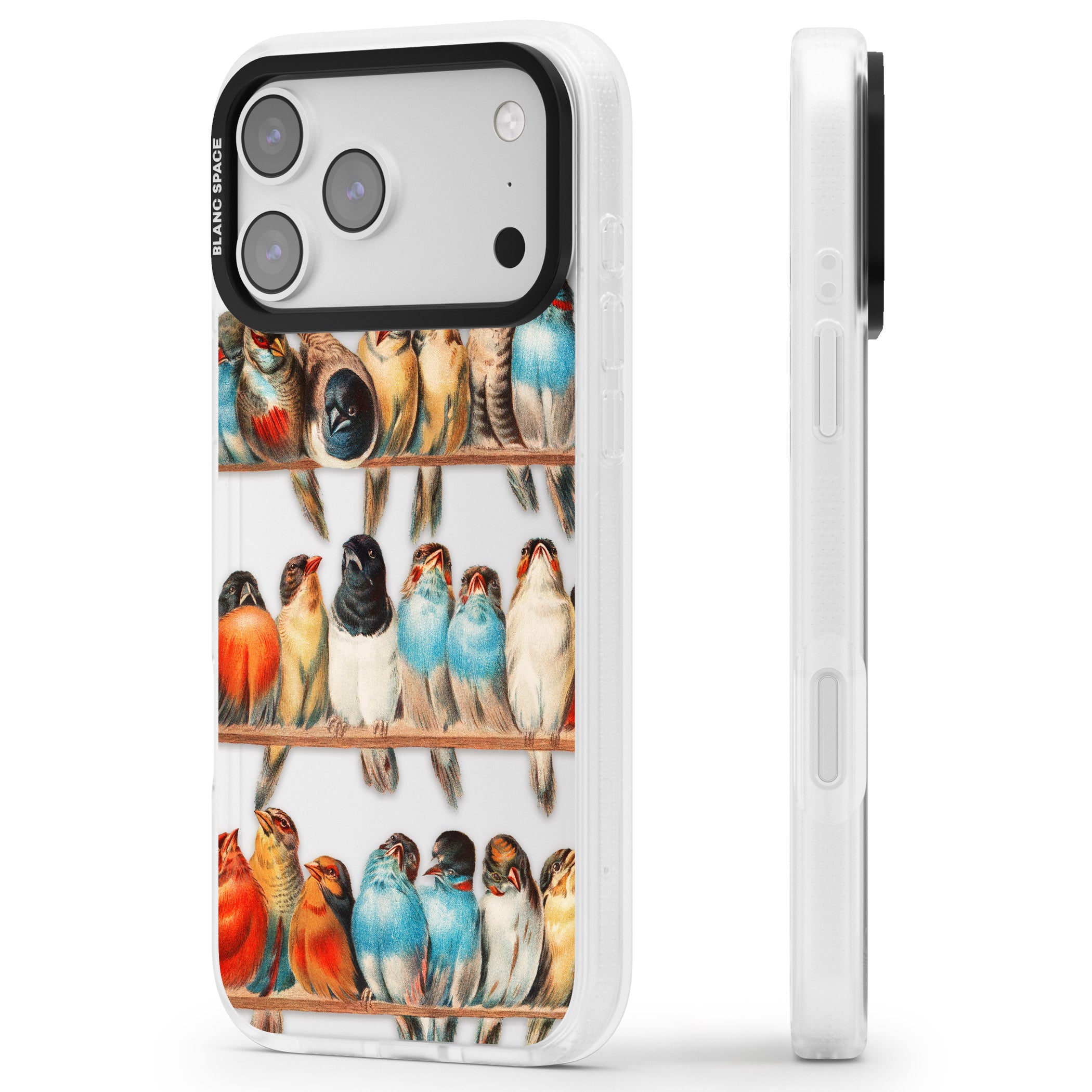A Perch Of Birds iPhone 17 Pro Impact Air Clear Phone Case Side Profile