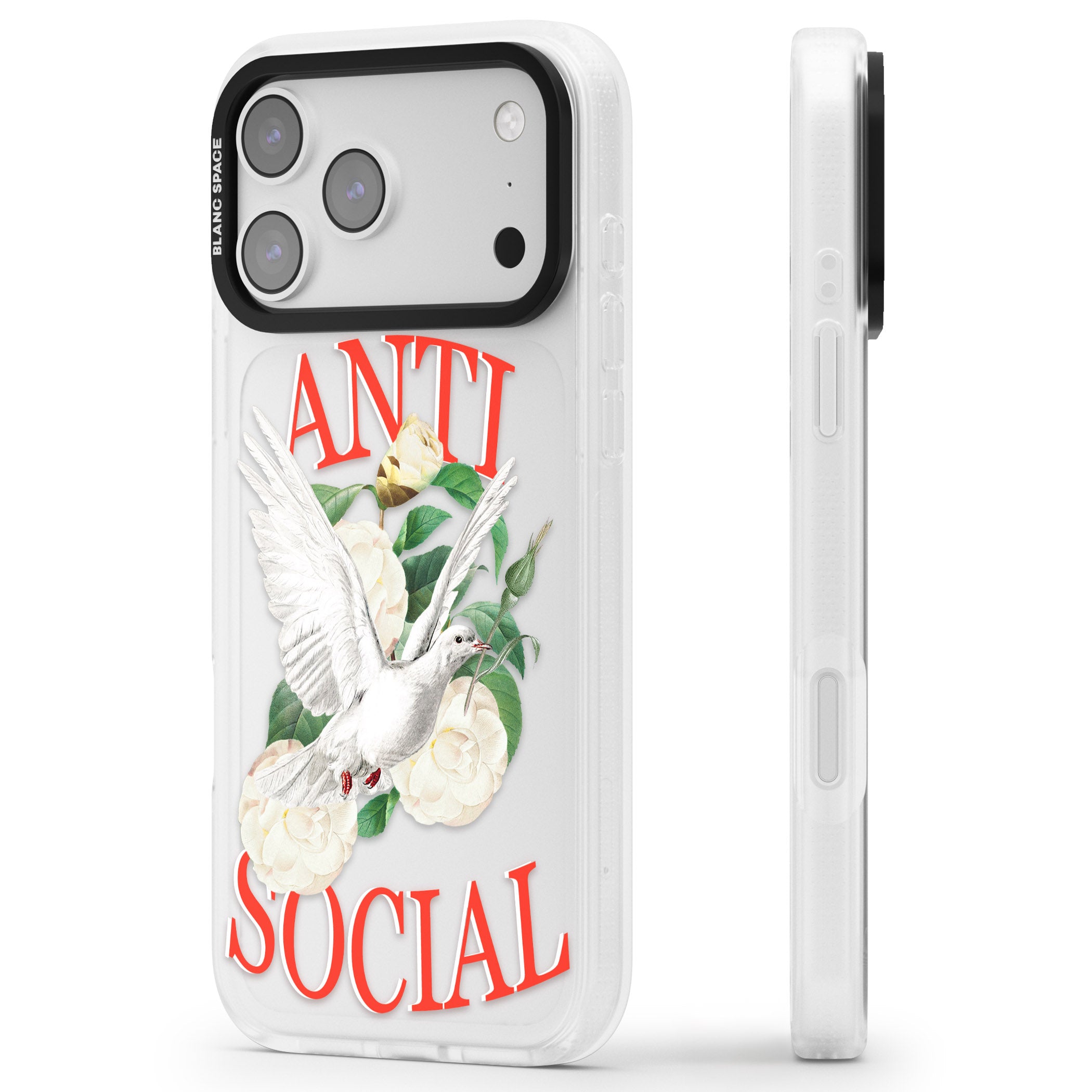 Anti Social iPhone 17 Pro Impact Air Clear Phone Case Side Profile