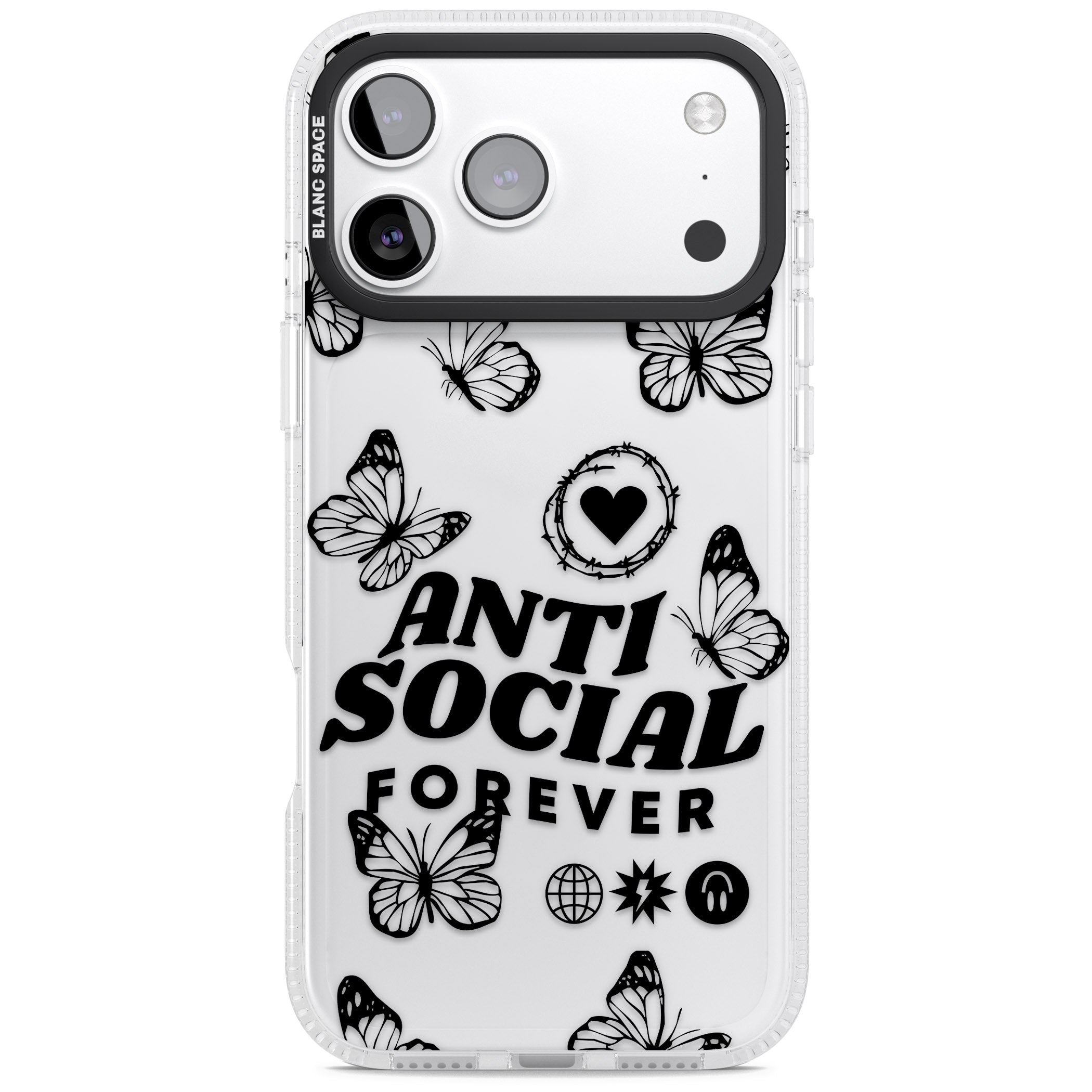 Anti Social Forever iPhone 17 Pro Impact Air Clear Phone Case
