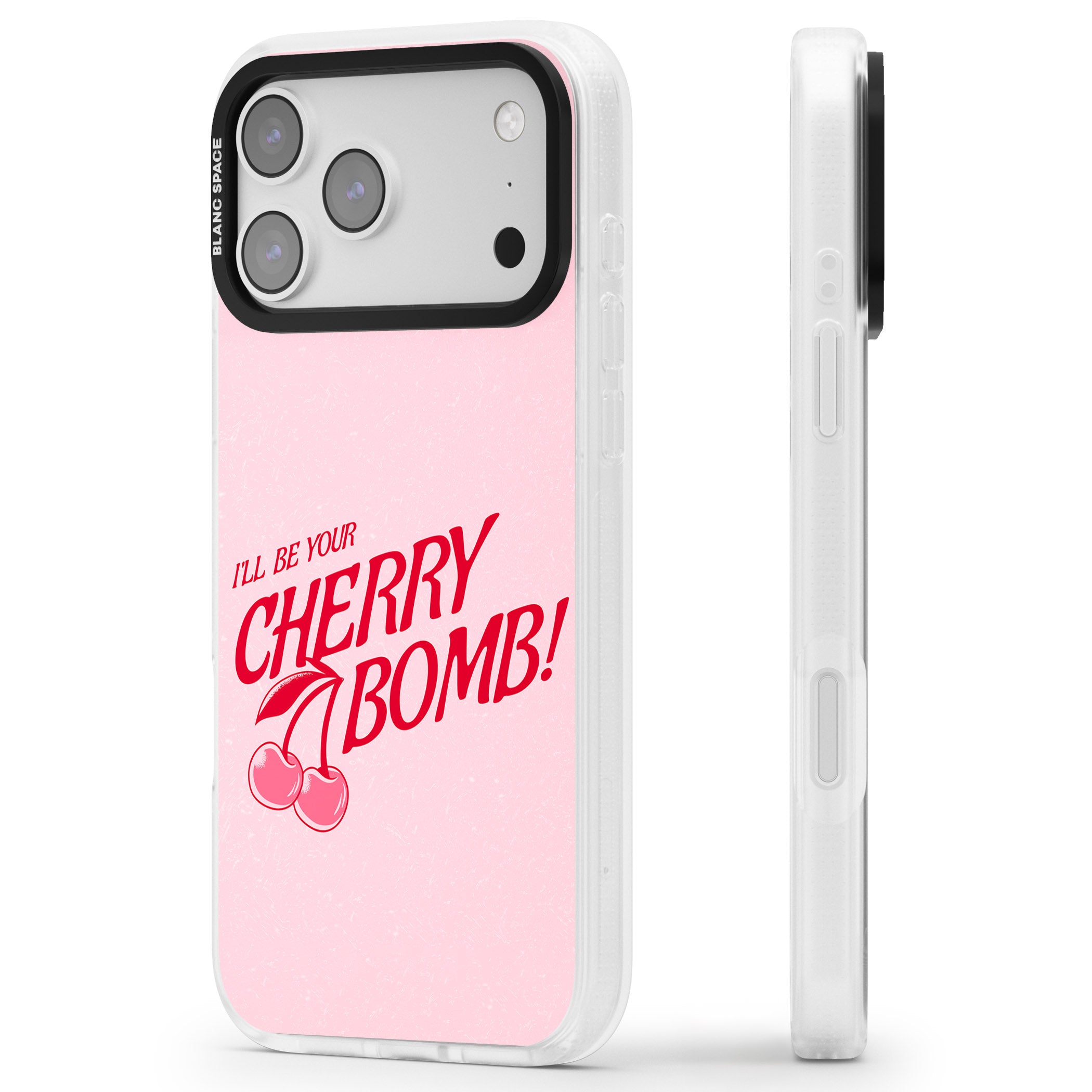 Your Cherry Bomb iPhone 17 Pro Impact Air Clear Phone Case Side Profile