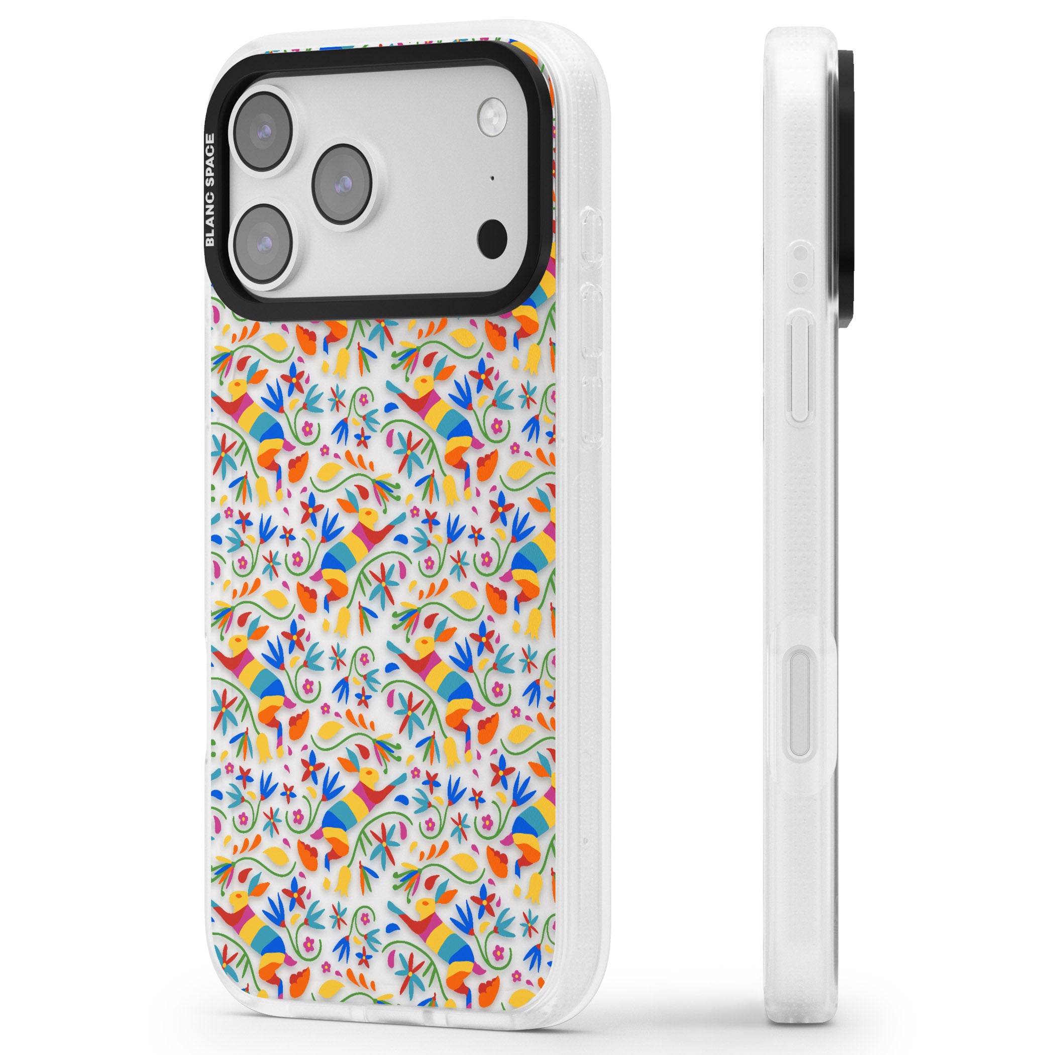Vibrant Floral Mosaic iPhone 17 Pro Impact Air Clear Phone Case Side Profile