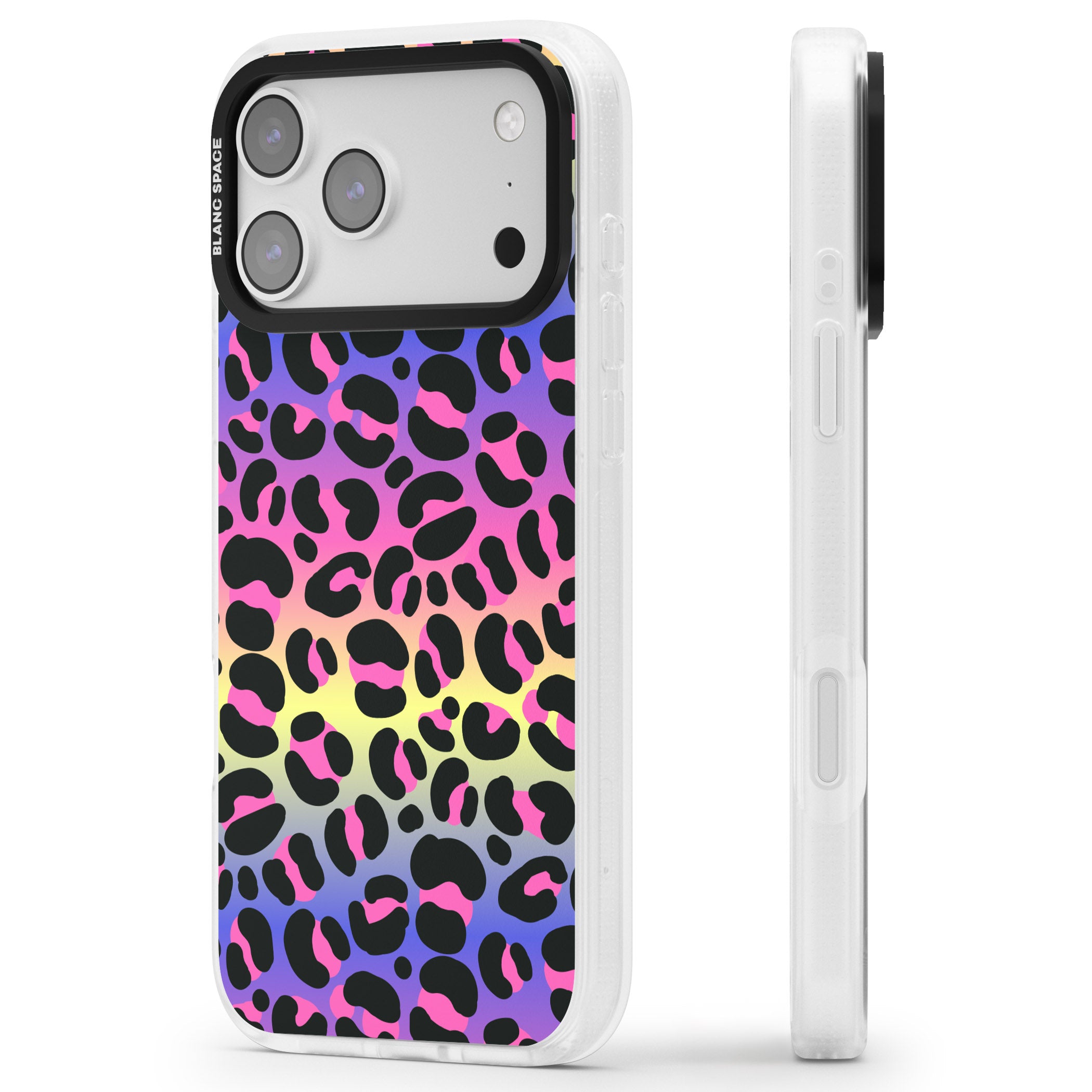 Rainbow Gradient Leopard iPhone 17 Pro Impact Air Clear Phone Case Side Profile