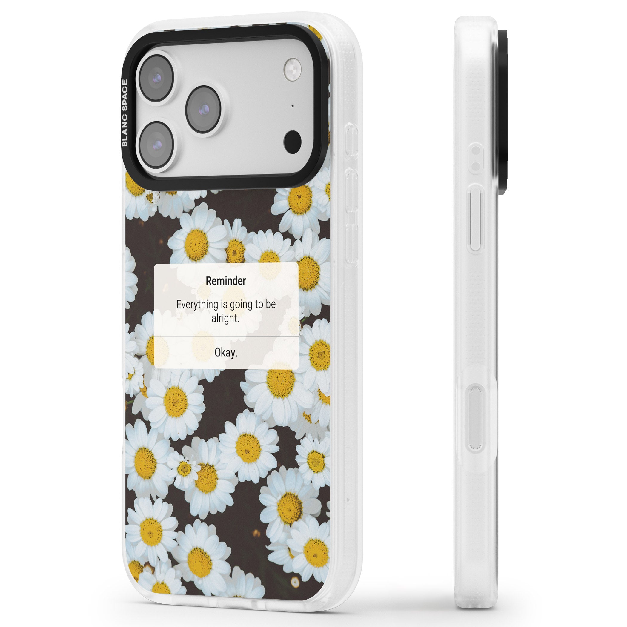 Daisy Reminder iPhone 17 Pro Impact Air Clear Phone Case Side Profile