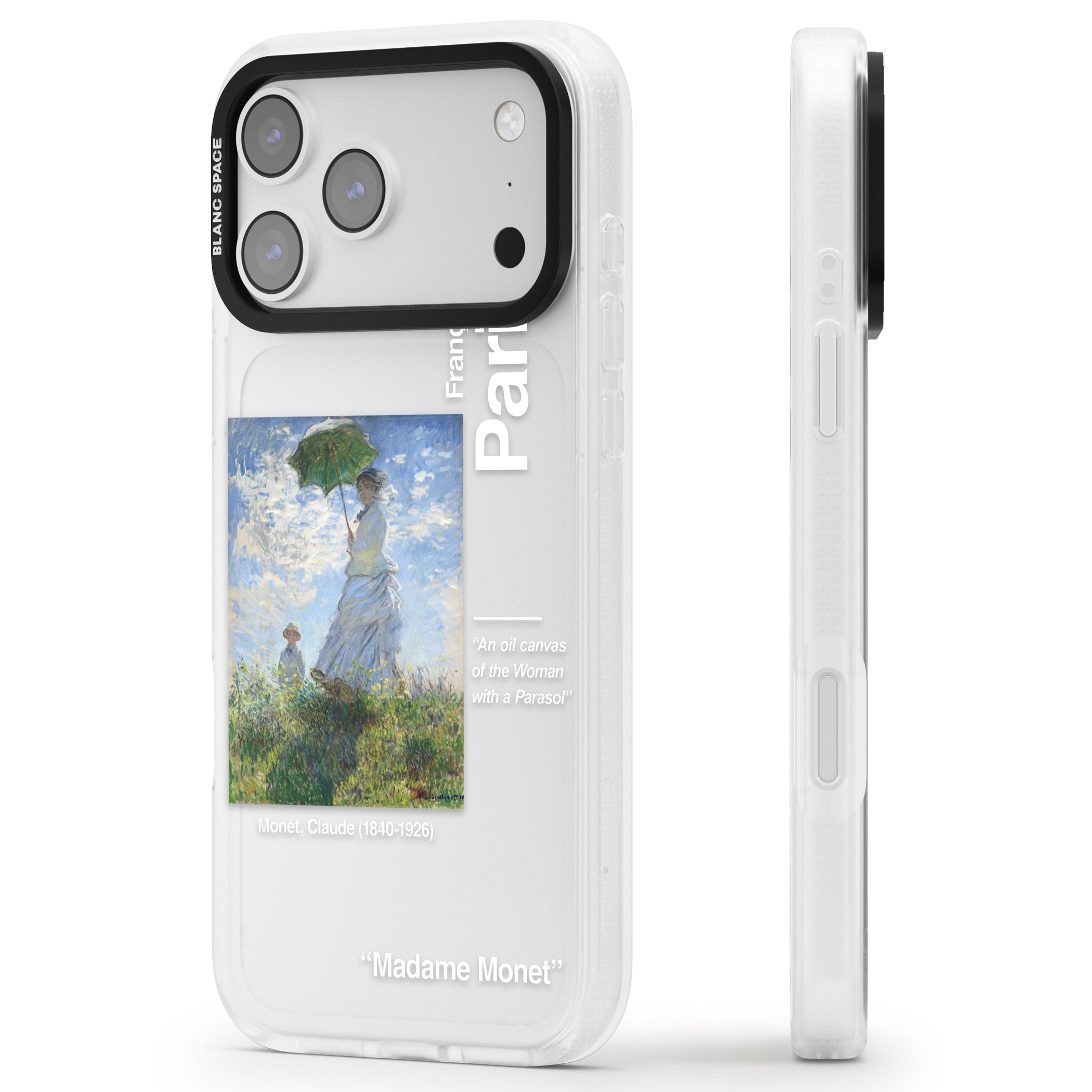 Madame Monet And Her Son iPhone 17 Pro Impact Air Clear Phone Case Side Profile