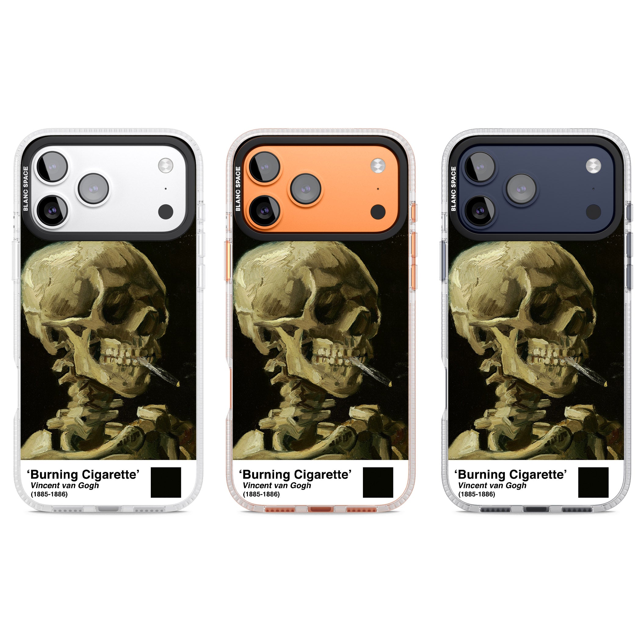 Skull Of A Skeleton With Burning Cigarette iPhone 17 Pro Impact Air Clear Phone Case APT Impact Protection