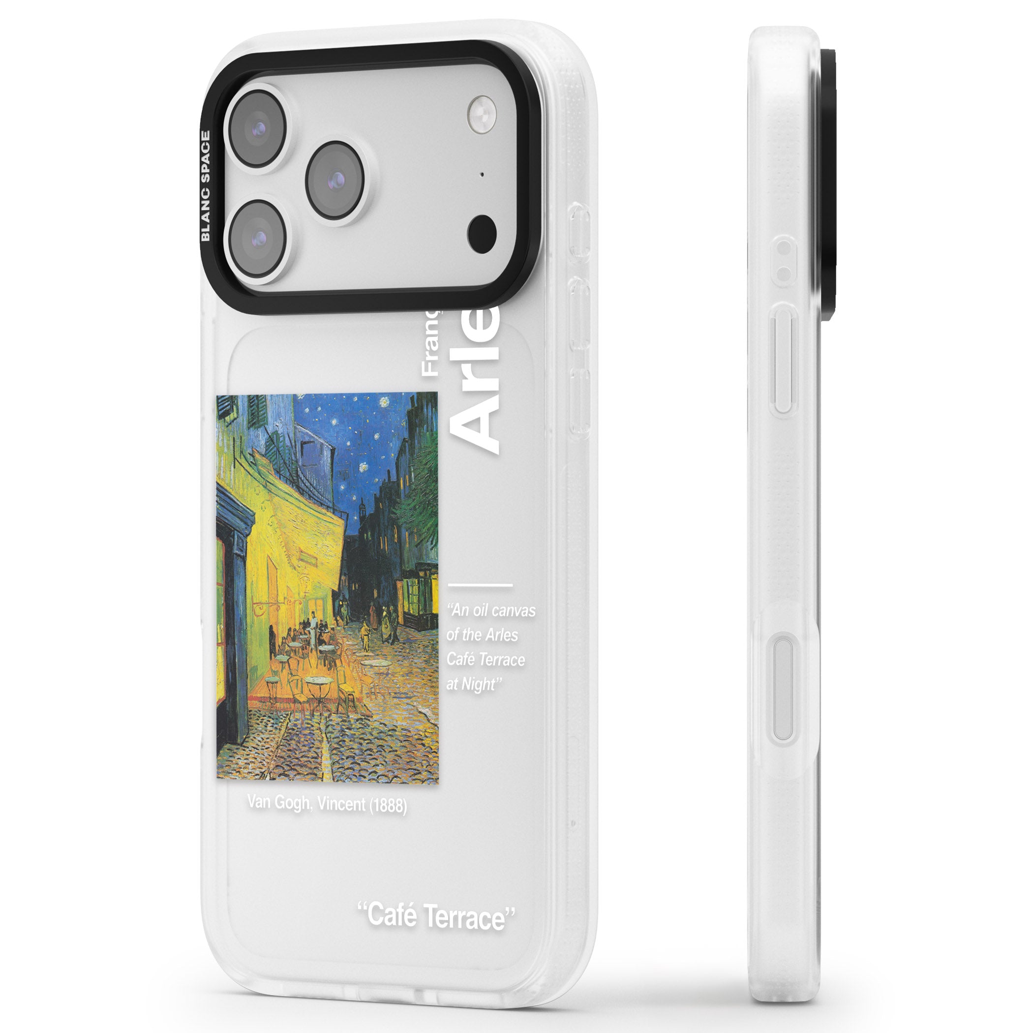 Cafe Terrace At Night iPhone 17 Pro Impact Air Clear Phone Case Side Profile