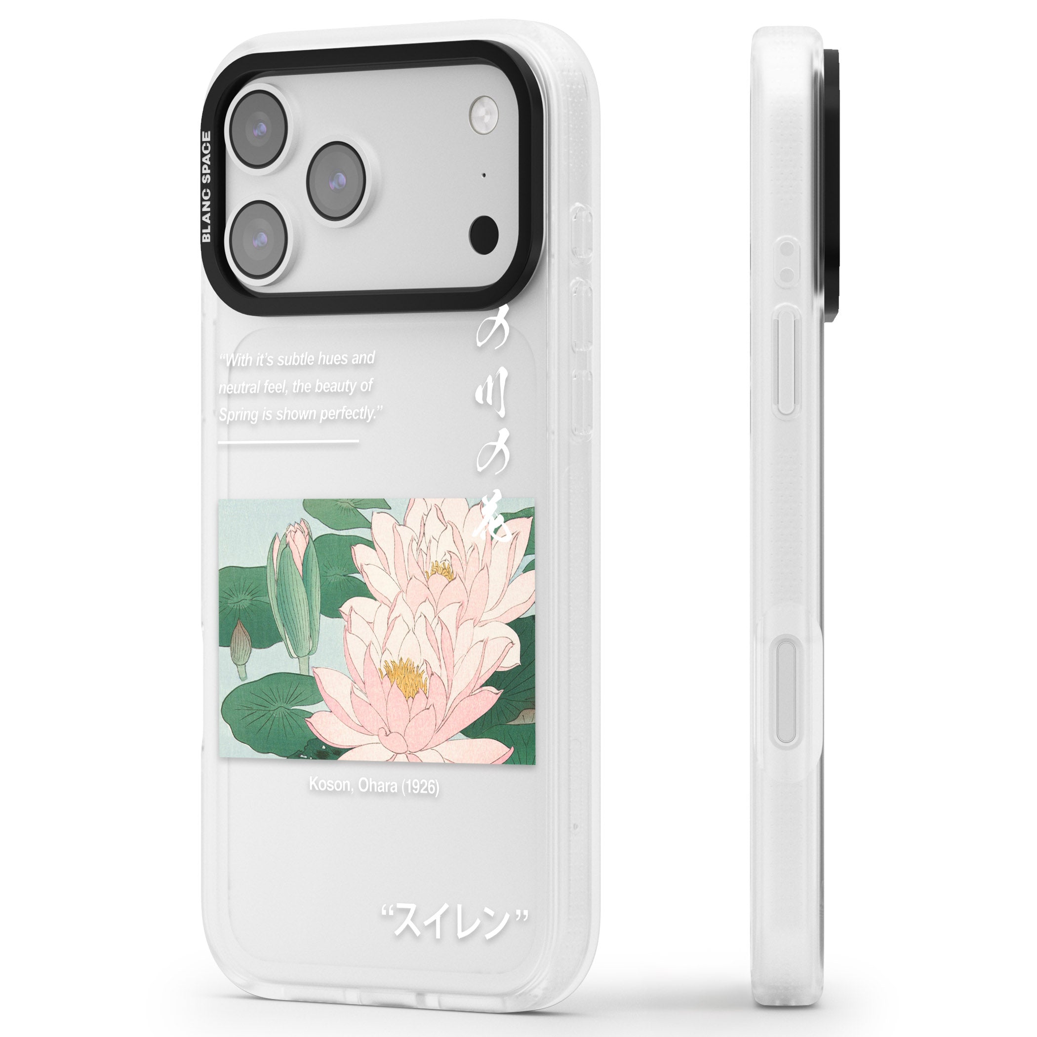 Water Lily iPhone 17 Pro Impact Air Clear Phone Case Side Profile