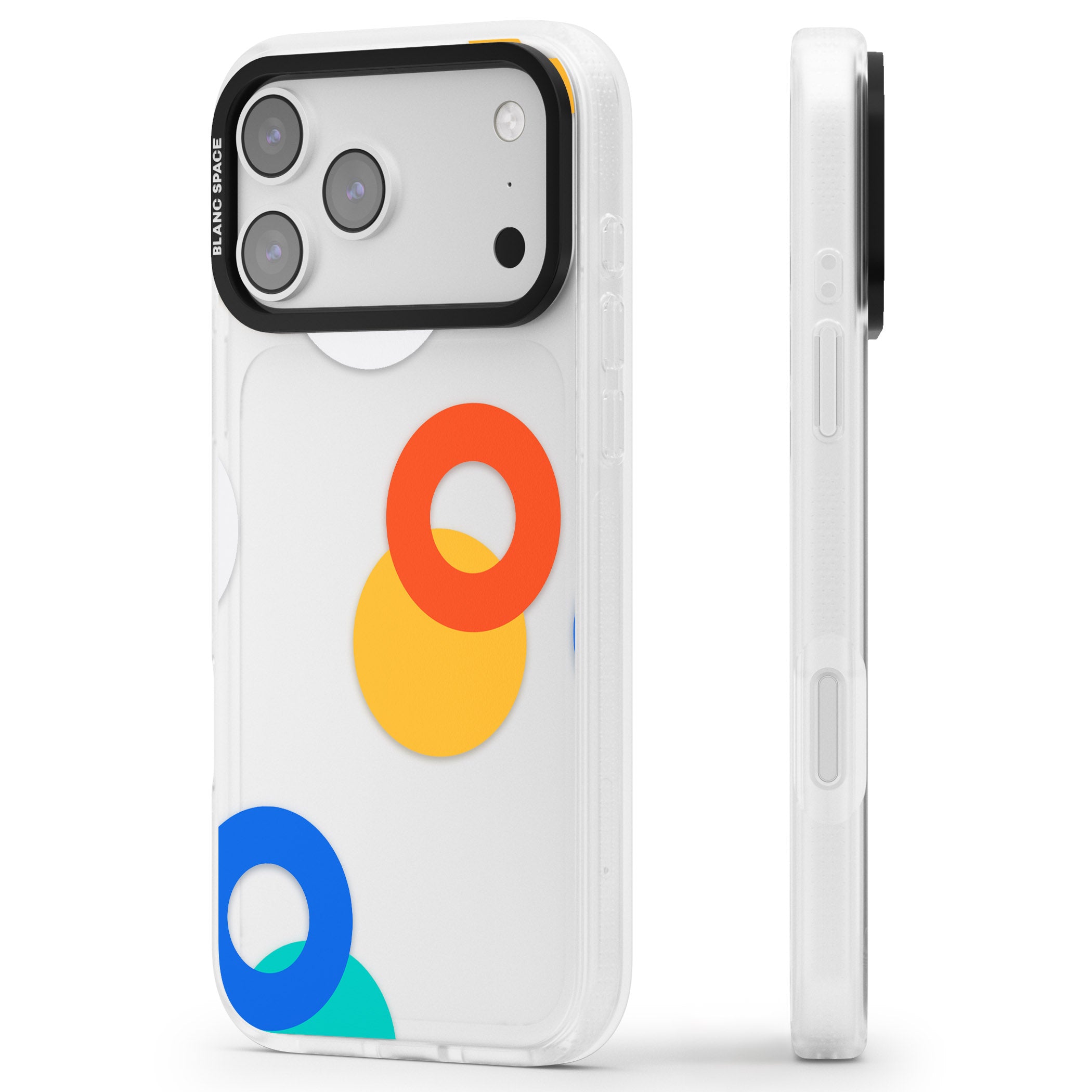 Abstract Mixed Circles iPhone 17 Pro Impact Air Clear Phone Case Side Profile