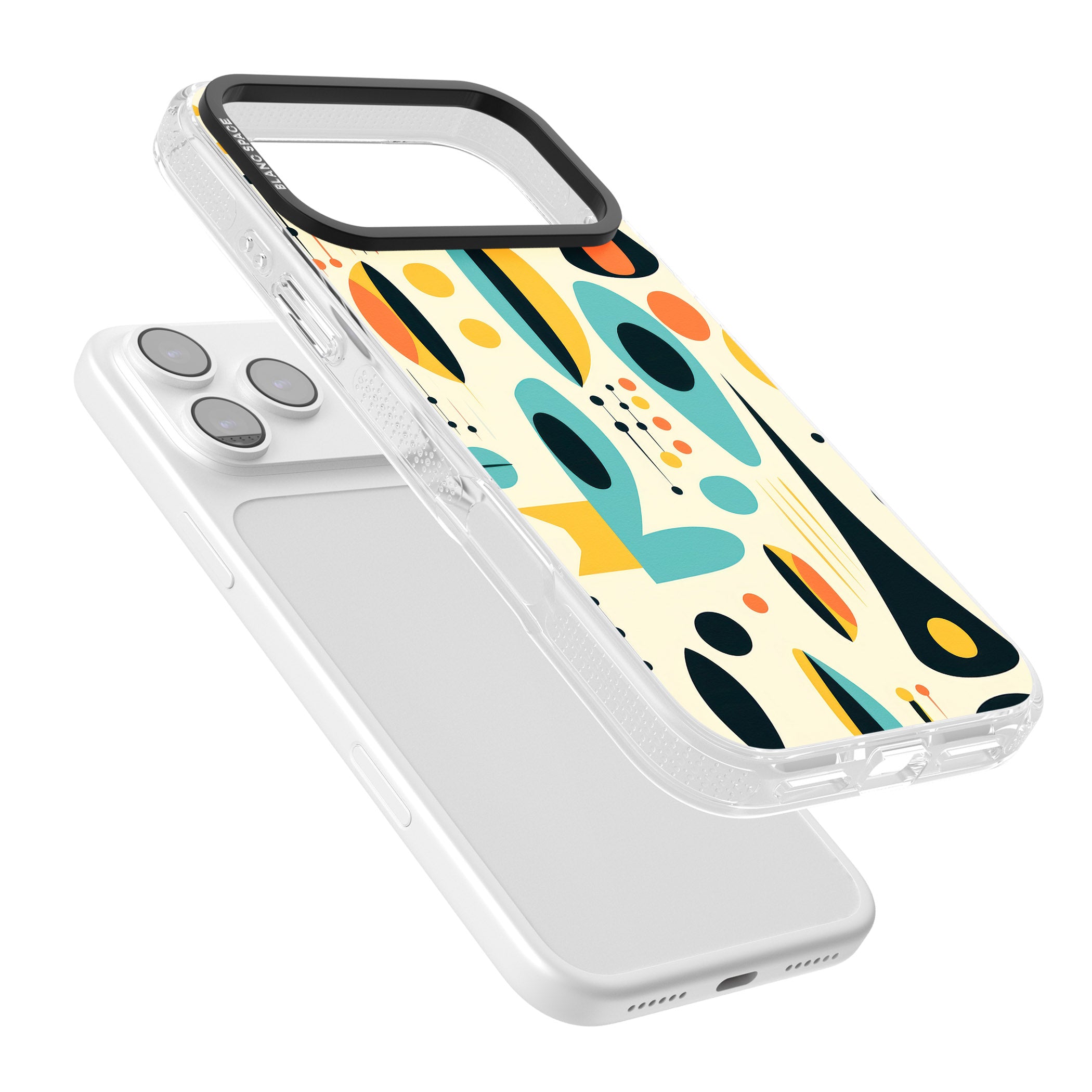 Mid Century Atomic Pattern iPhone 17 Pro Impact Air Clear Phone Case Colours