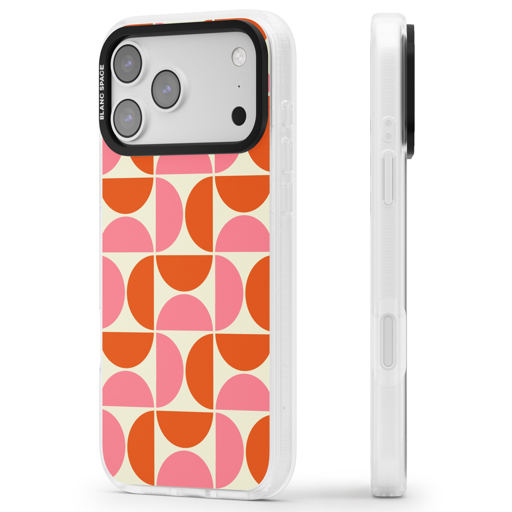 Retro Half Circle Pattern iPhone 17 Pro Impact Air Clear Phone Case Side Profile