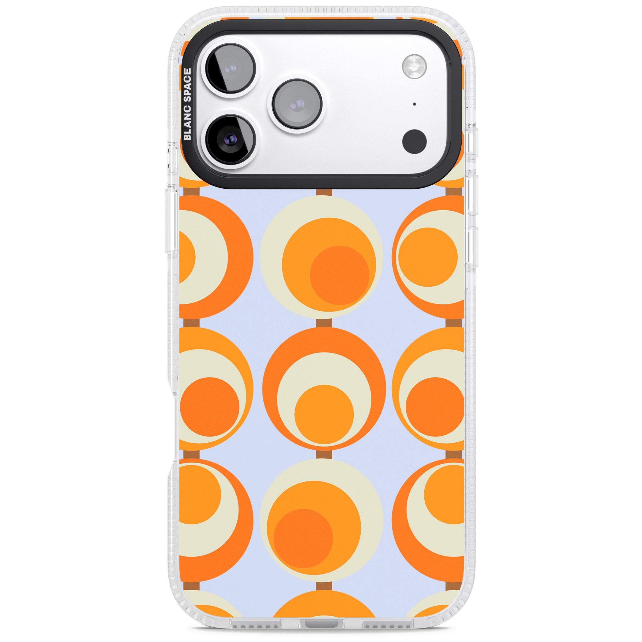 Mid Century Blue Orange Pattern iPhone 17 Pro Impact Air Clear Phone Case