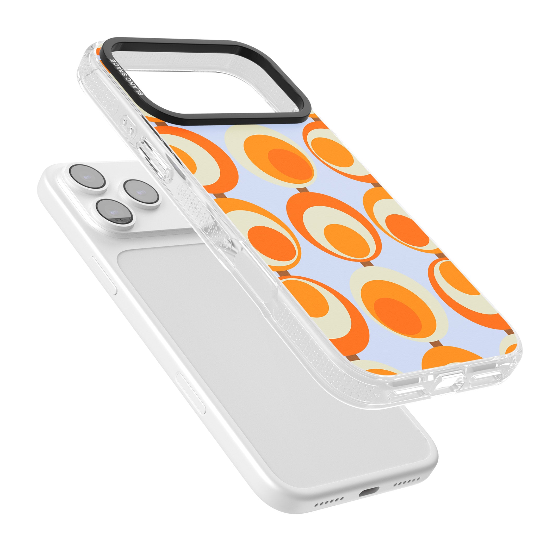 Mid Century Blue Orange Pattern iPhone 17 Pro Impact Air Clear Phone Case Colours