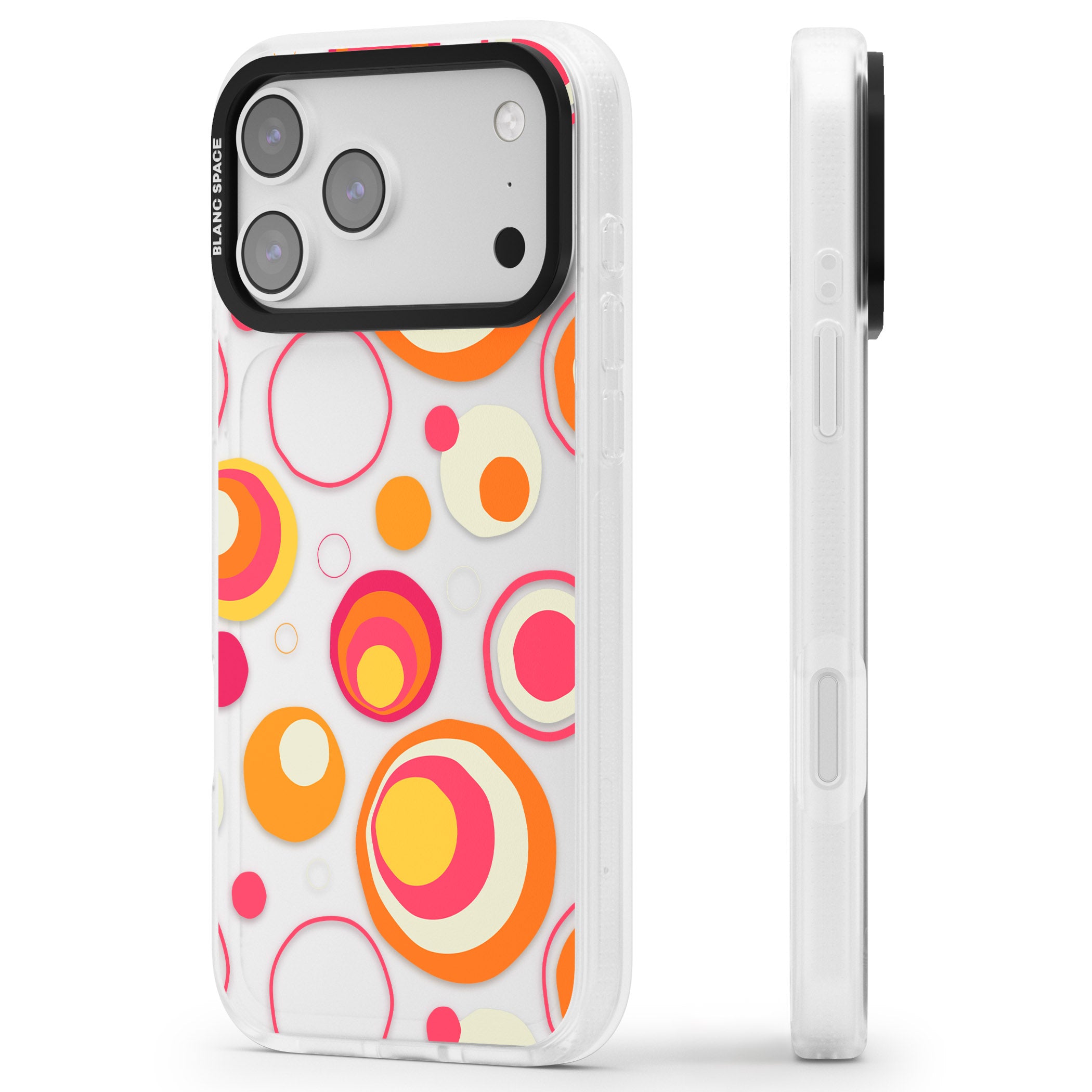 Mid Century Party Pattern iPhone 17 Pro Impact Air Clear Phone Case Side Profile