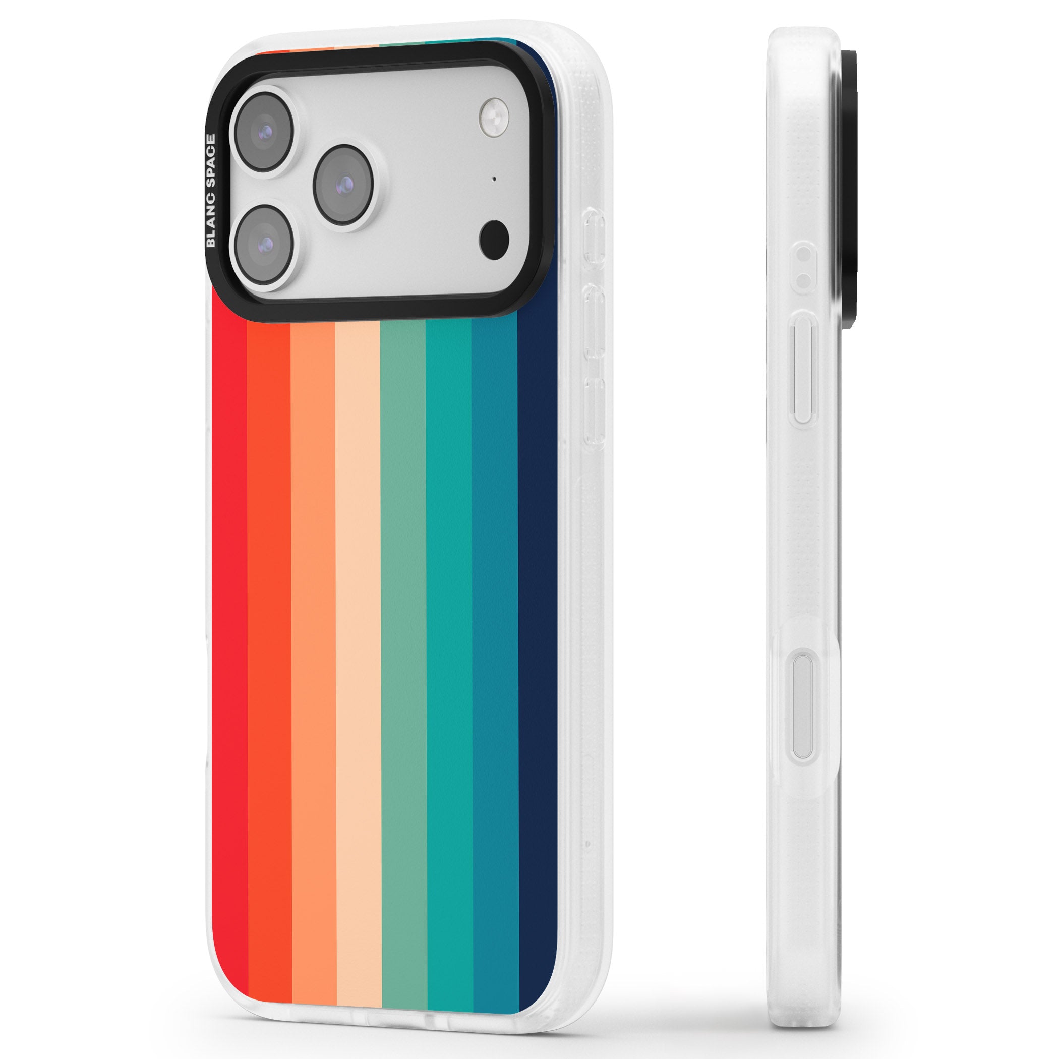 Retro 70'S Colour Palette iPhone 17 Pro Impact Air Clear Phone Case Side Profile
