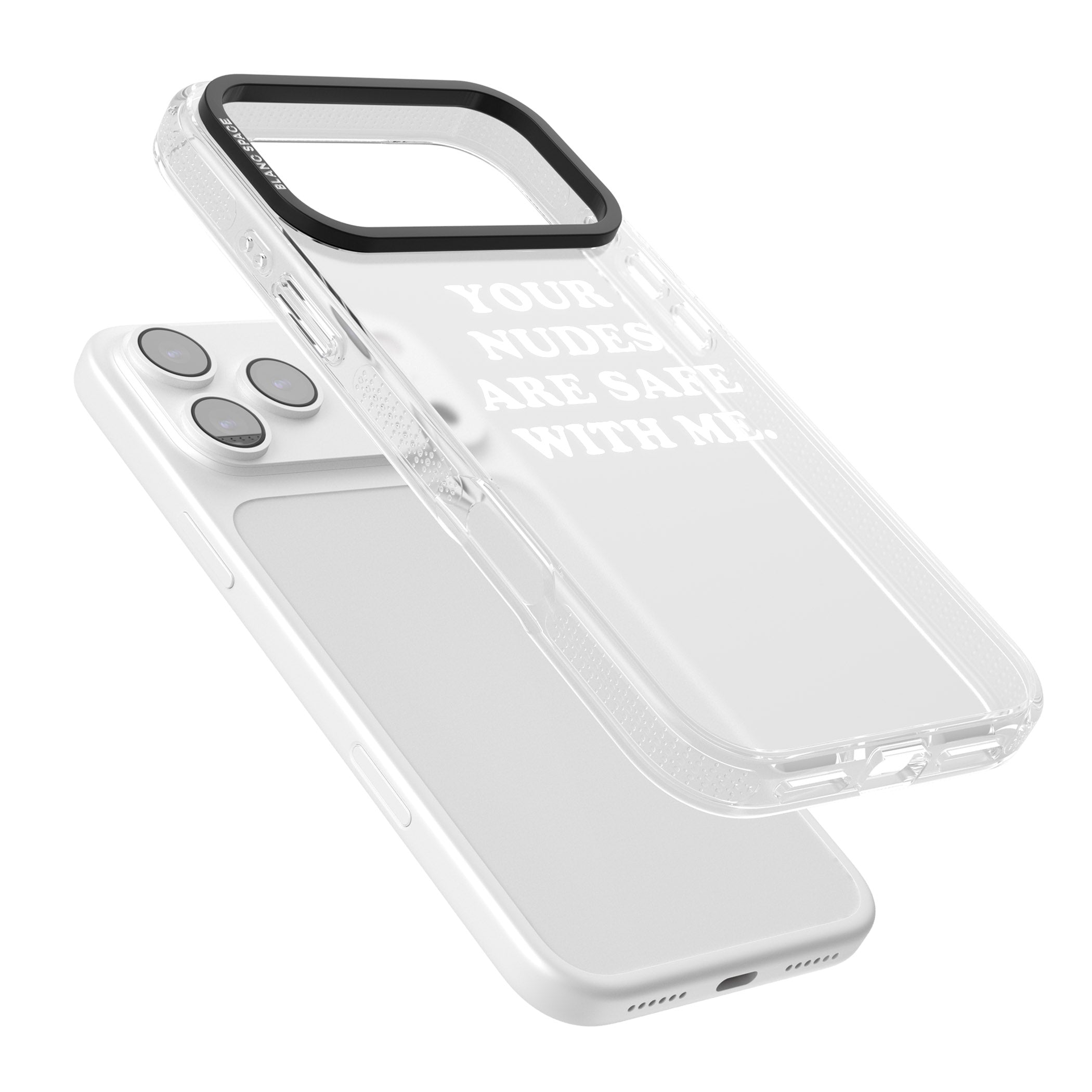 Your Nudes Are Safe White iPhone 17 Pro Impact Air Clear Phone Case Colours
