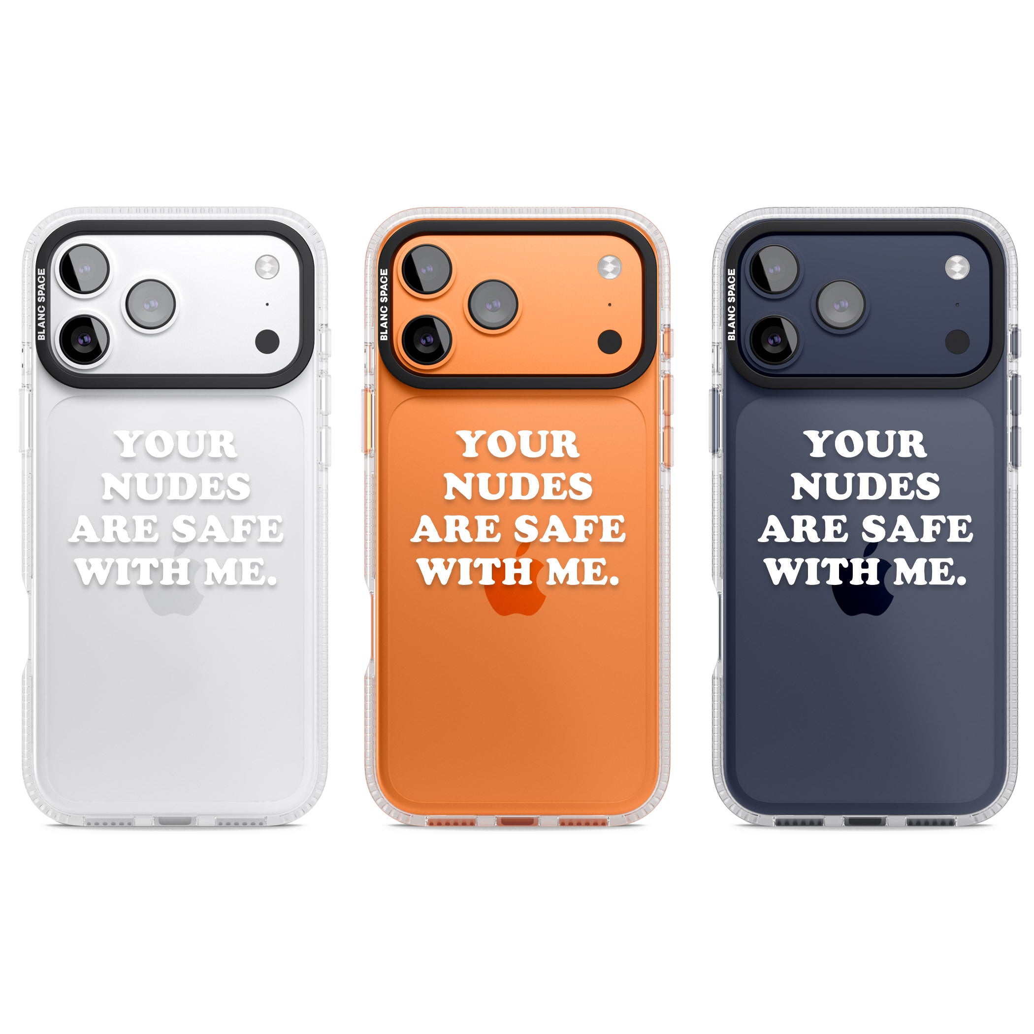 Your Nudes Are Safe White iPhone 17 Pro Impact Air Clear Phone Case APT Impact Protection