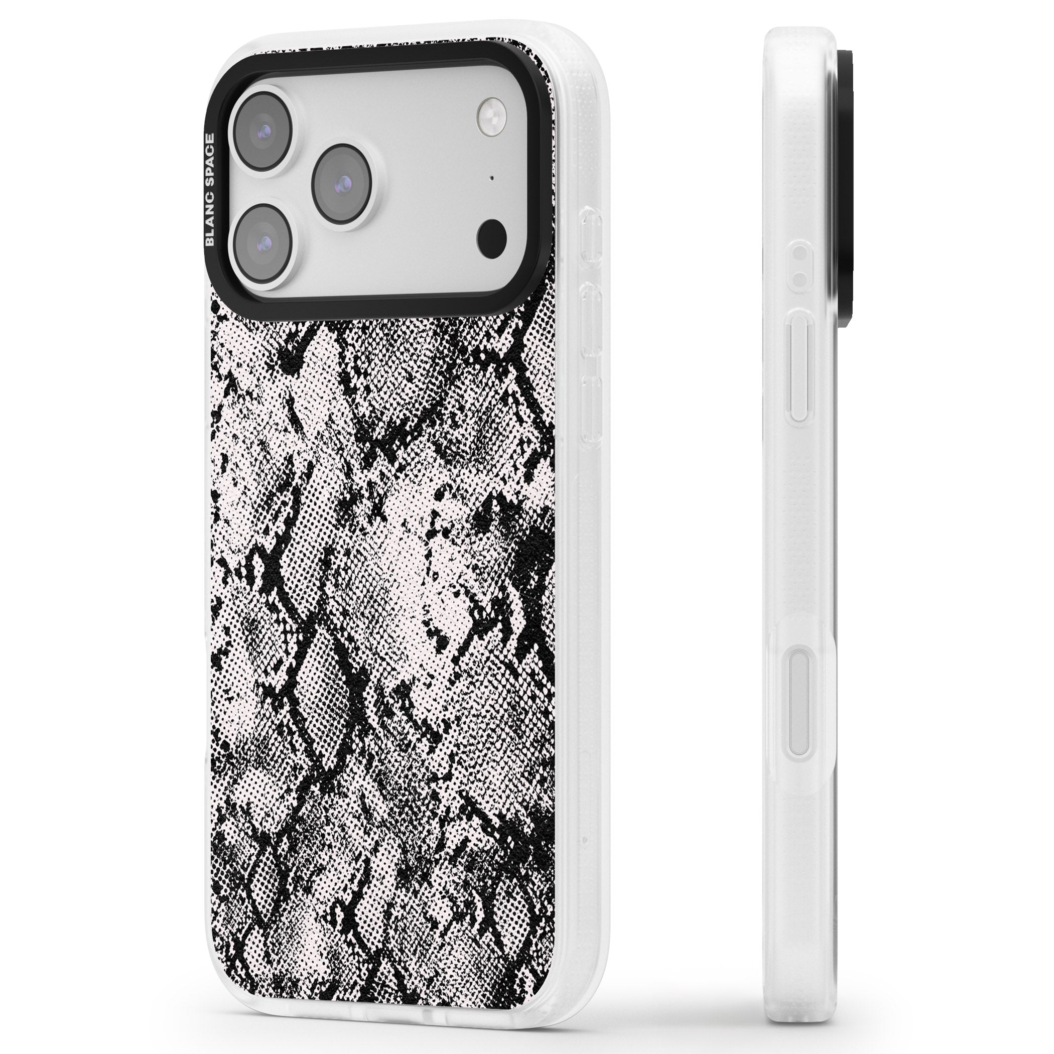 Pastel Snakeskin Grey iPhone 17 Pro Impact Air Clear Phone Case Side Profile