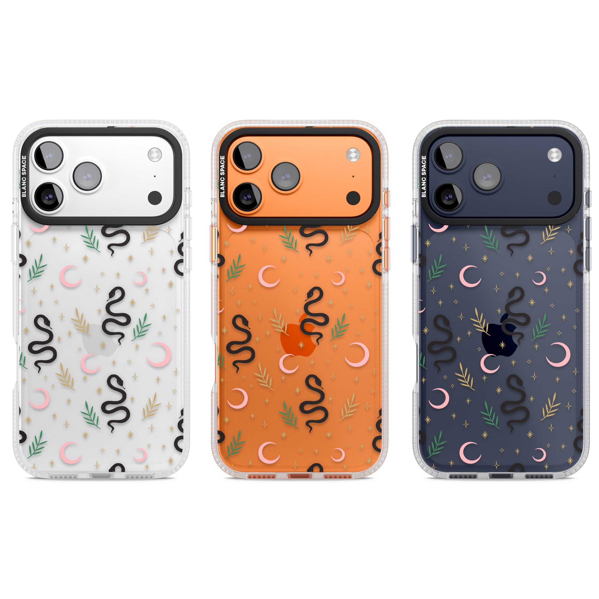 Snake & Moon Pattern iPhone 17 Pro Impact Air Clear Phone Case APT Impact Protection
