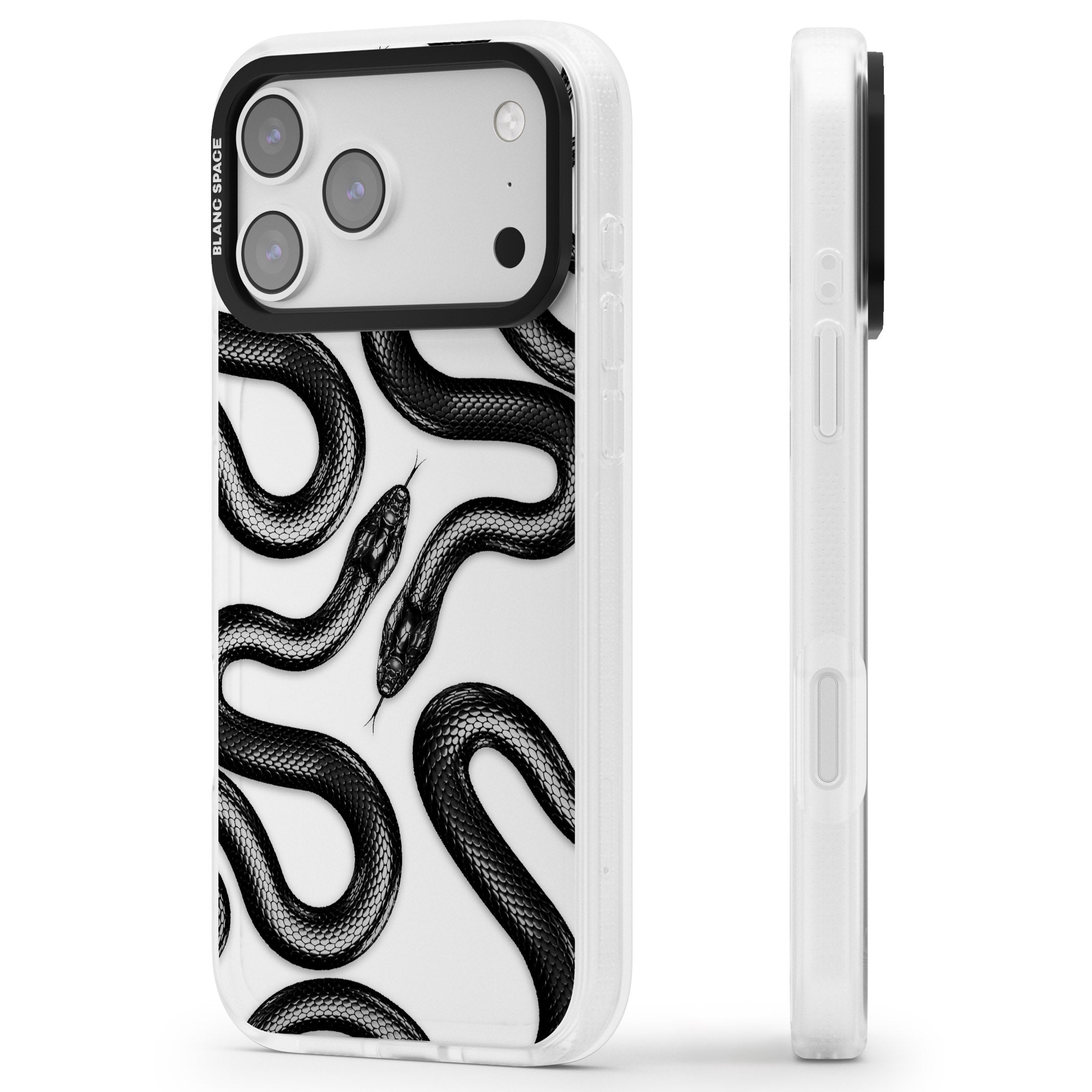 Black Kingsnake iPhone 17 Pro Impact Air Clear Phone Case Side Profile