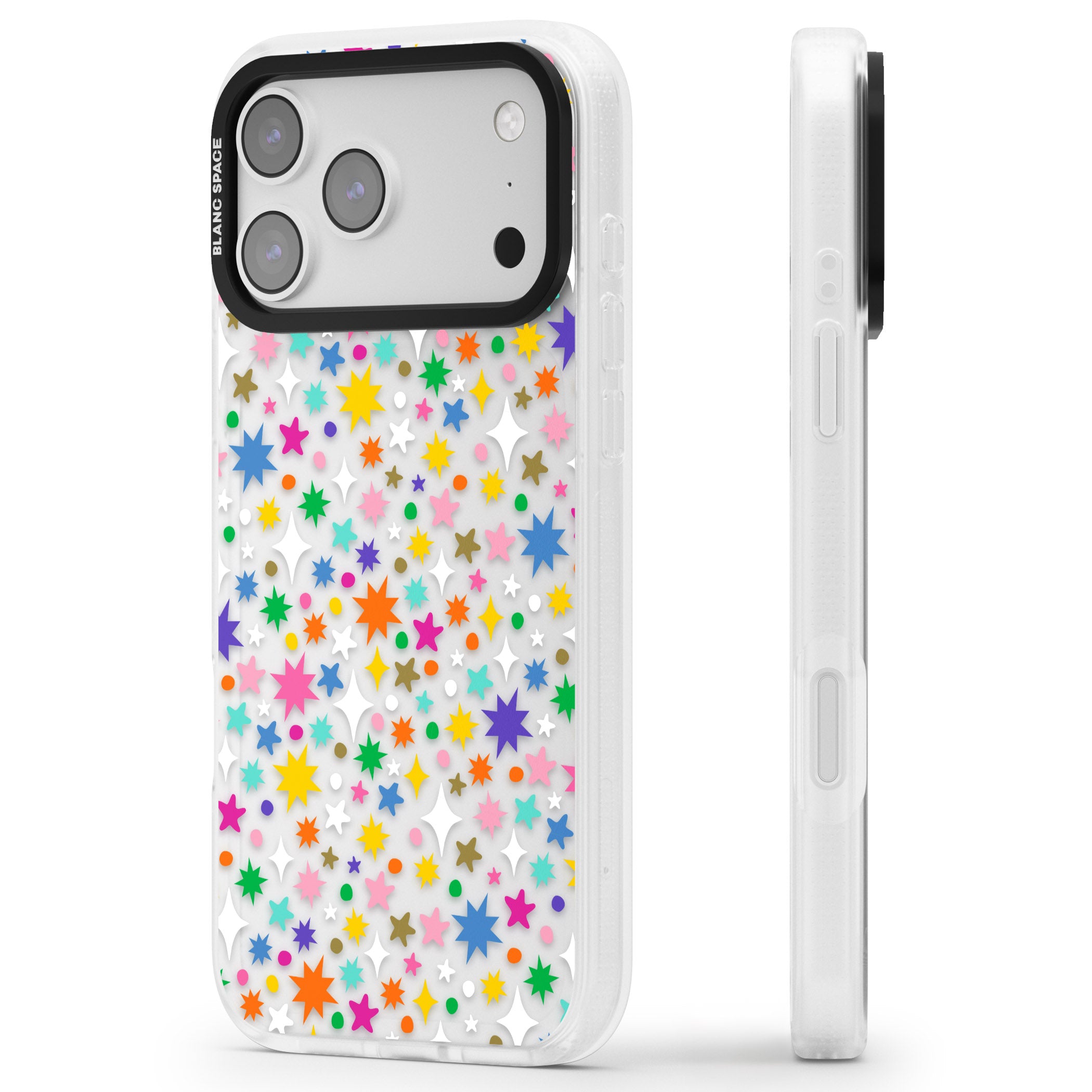 Rainbow Starburst iPhone 17 Pro Impact Air Clear Phone Case Side Profile