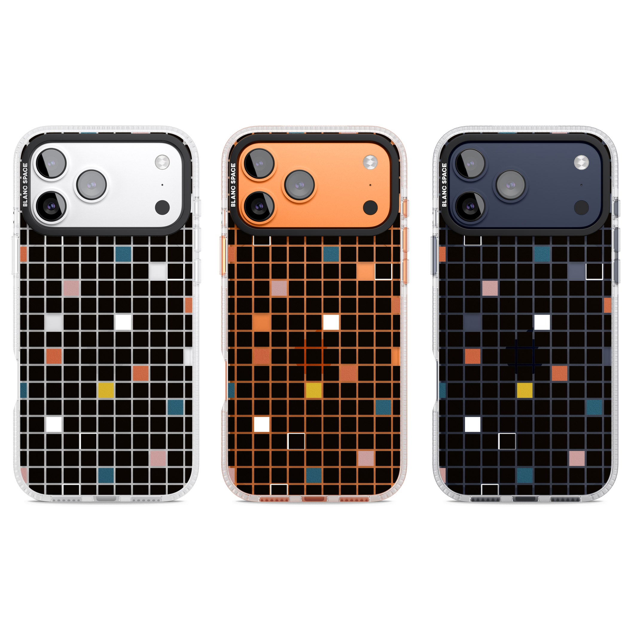 Earthtone Black Geometric Grid iPhone 17 Pro Impact Air Clear Phone Case APT Impact Protection