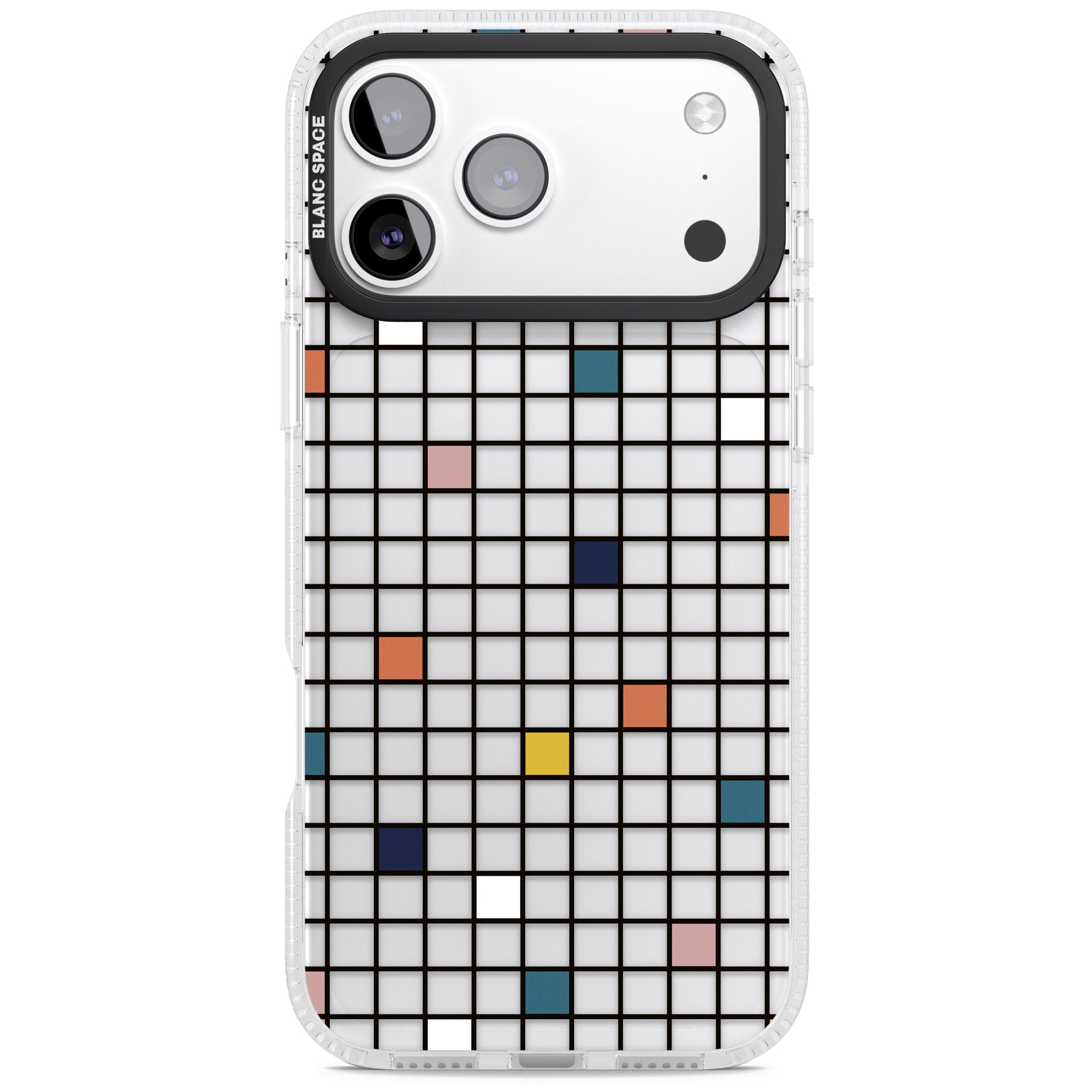 Earthtone Clear Geometric Grid iPhone 17 Pro Impact Air Clear Phone Case