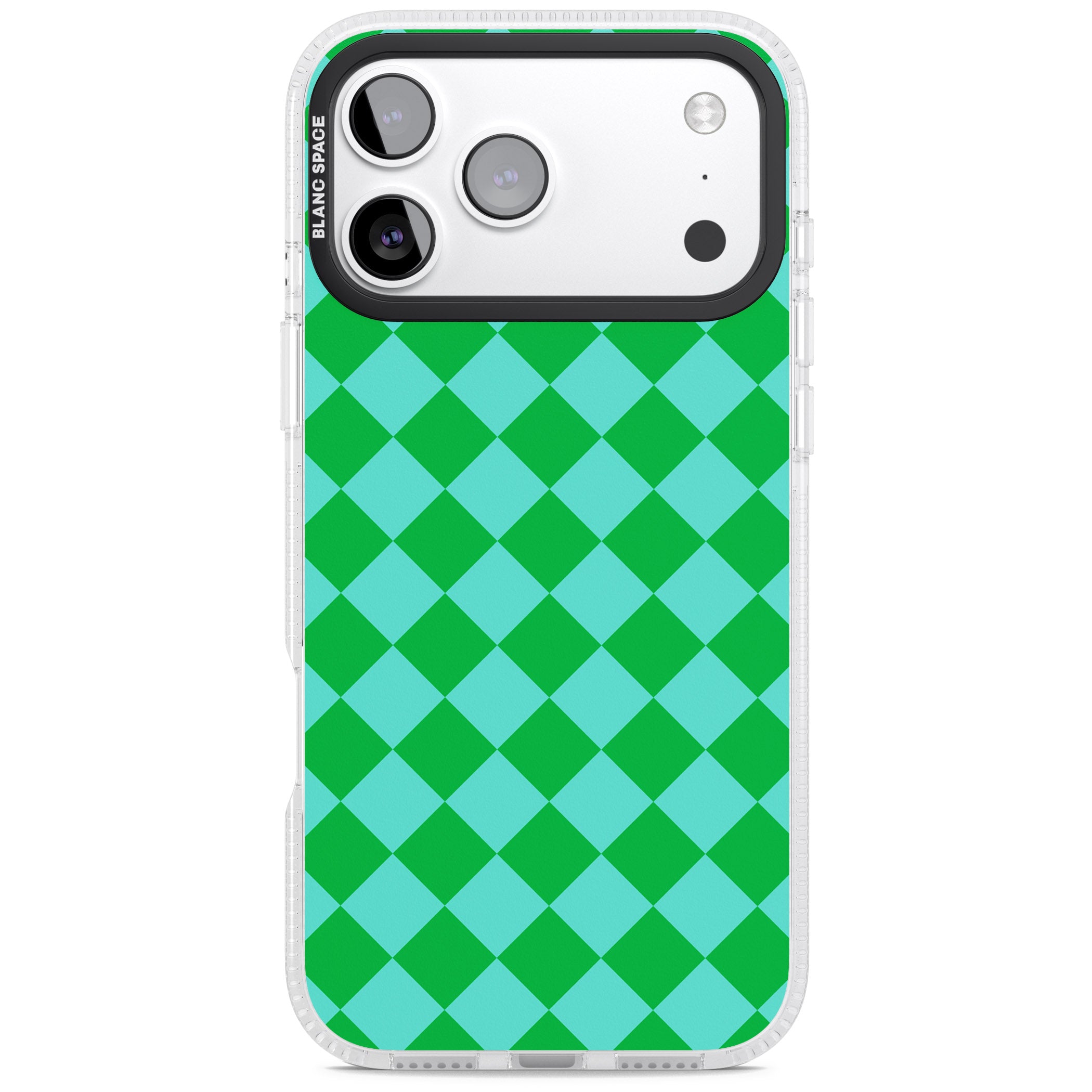 Retro Green Diamond Plaid iPhone 17 Pro Impact Air Clear Phone Case