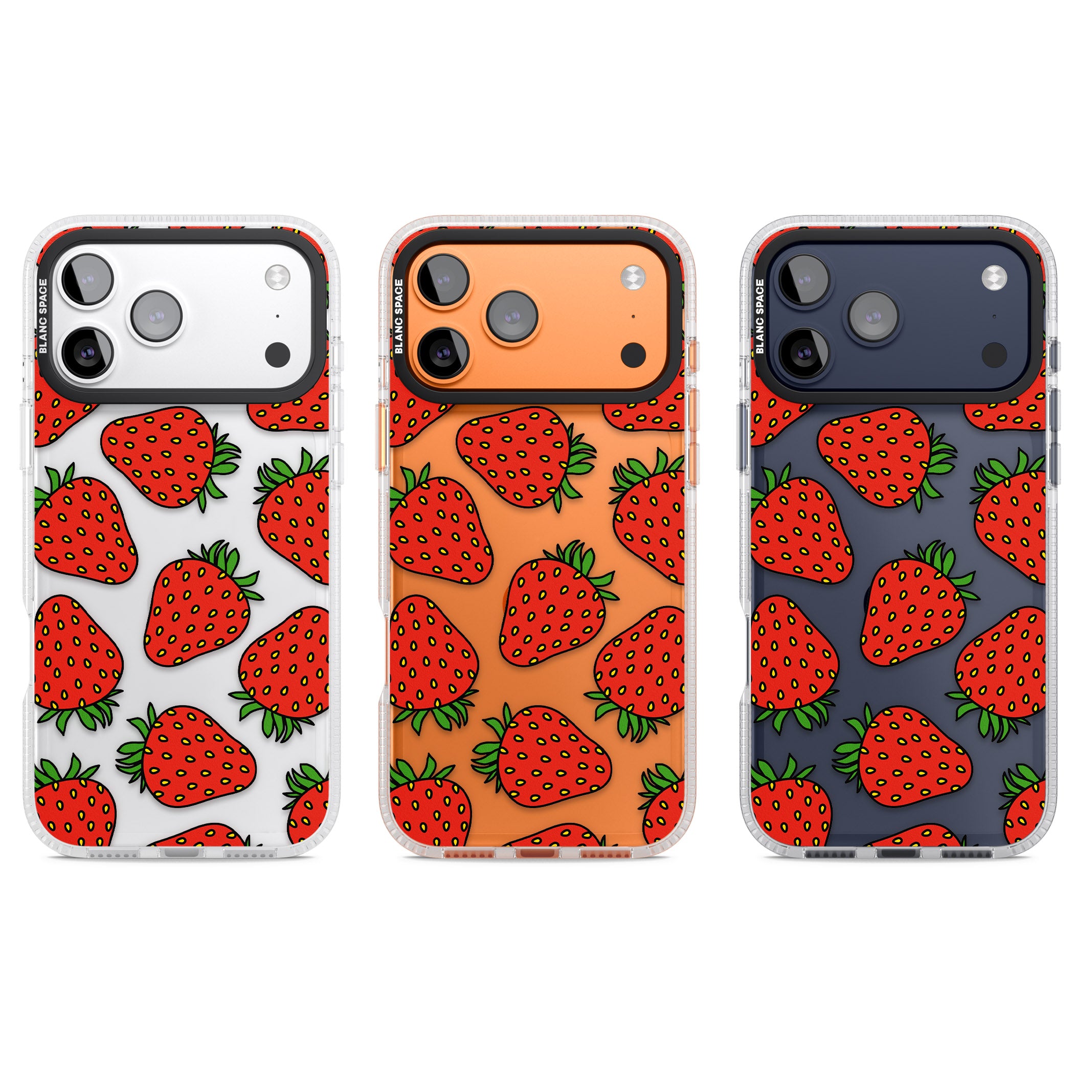 Strawberry Pattern iPhone 17 Pro Impact Air Clear Phone Case APT Impact Protection